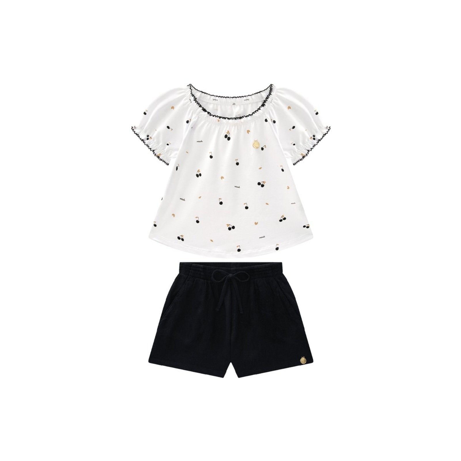 Infantil - Conjunto Menina Bata Cotton e Short Viscolinho