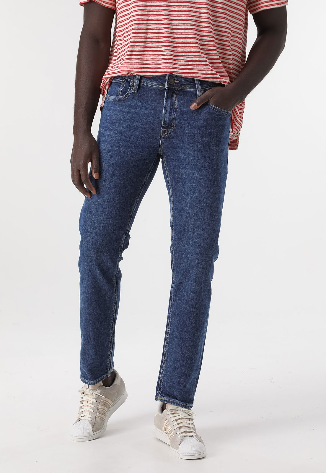 Calça Jeans Jack & Jones Reta Bolsos Azul