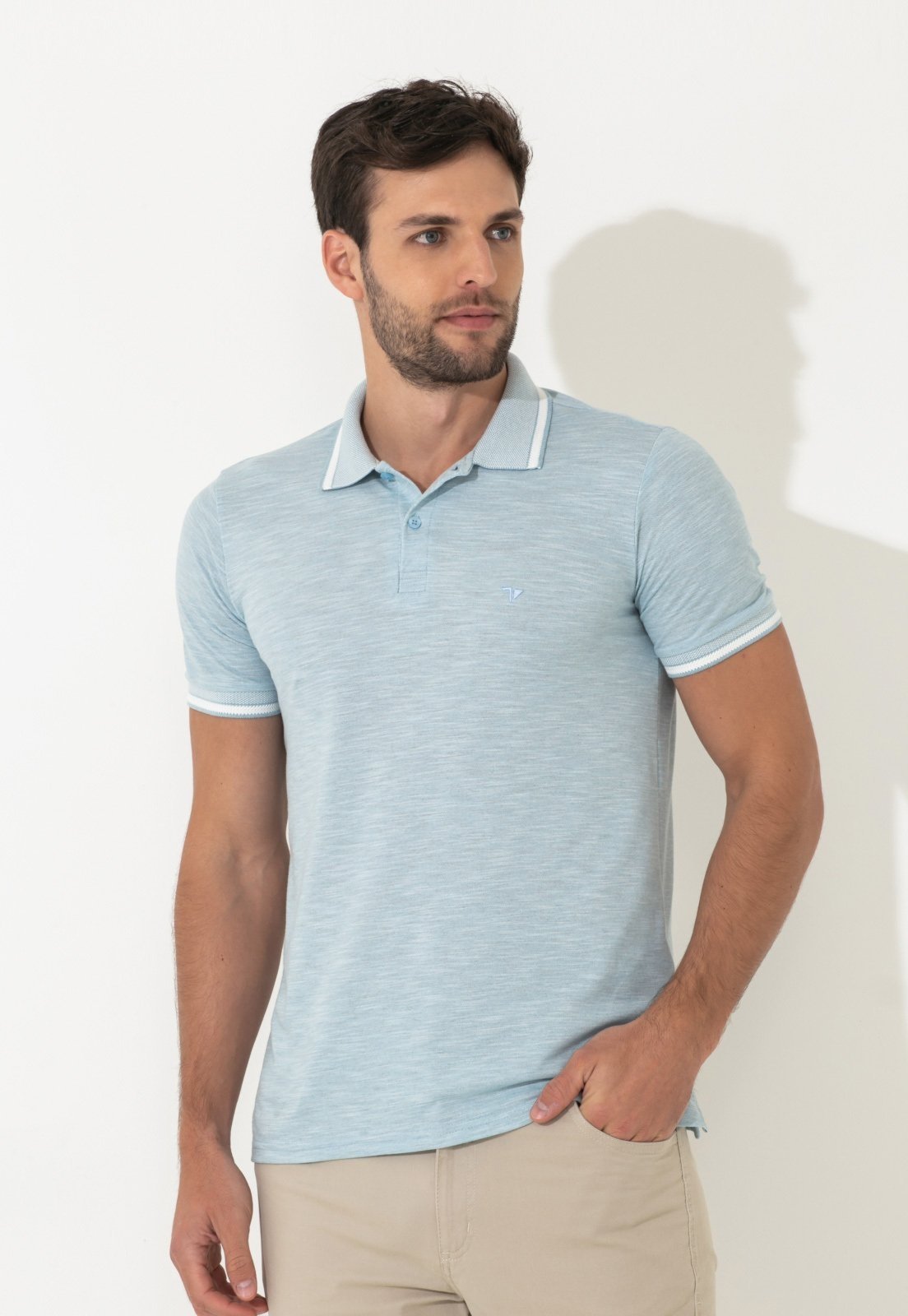 Polo Piquet Traymon Slim Azul Claro