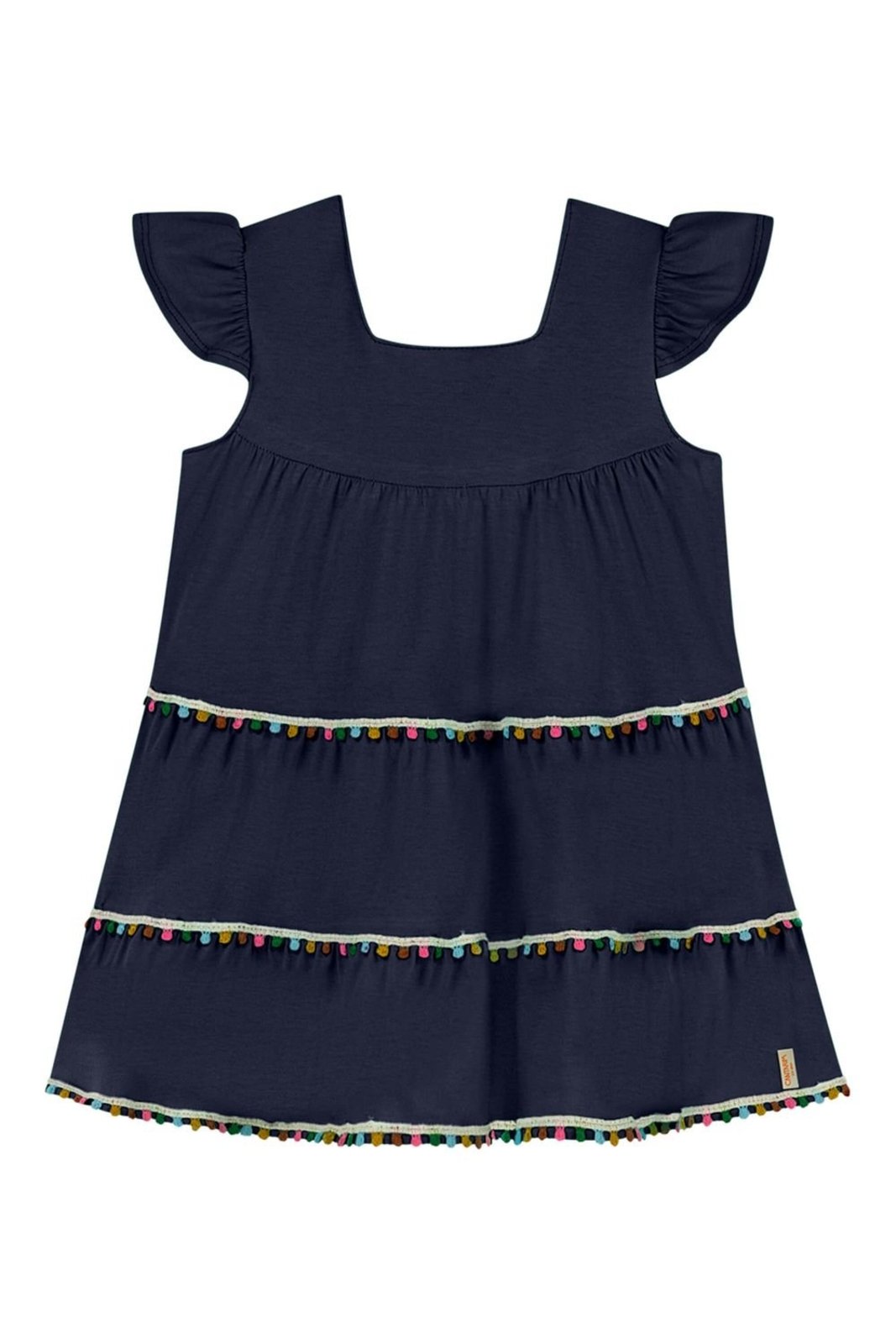 Infantil - Vestido Menina Cantarim Renda Pompom Elian Azul