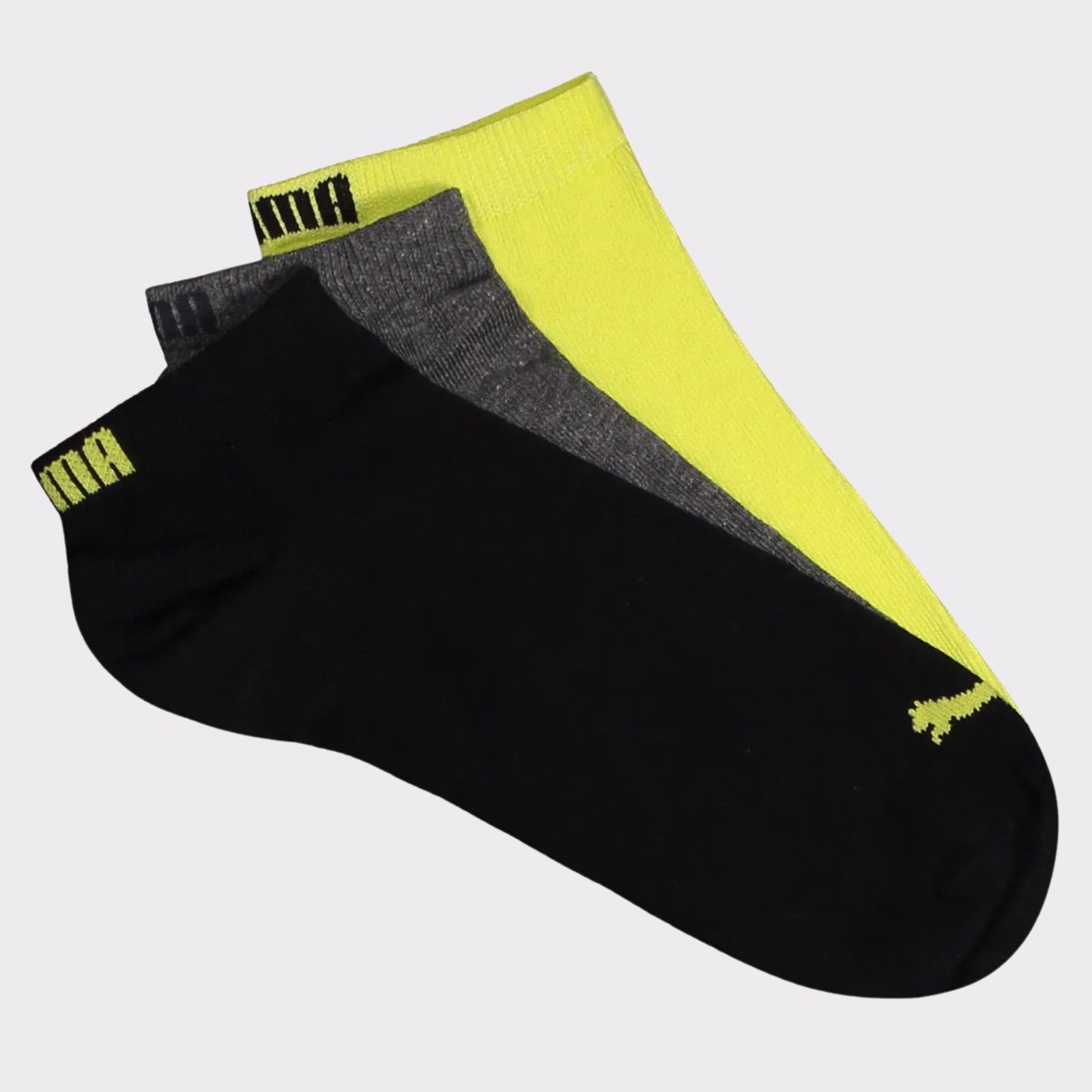 Vista 3 Kit Meia Puma Sapatilha 6 Preta Cinza e Amarelo preto Puma preto