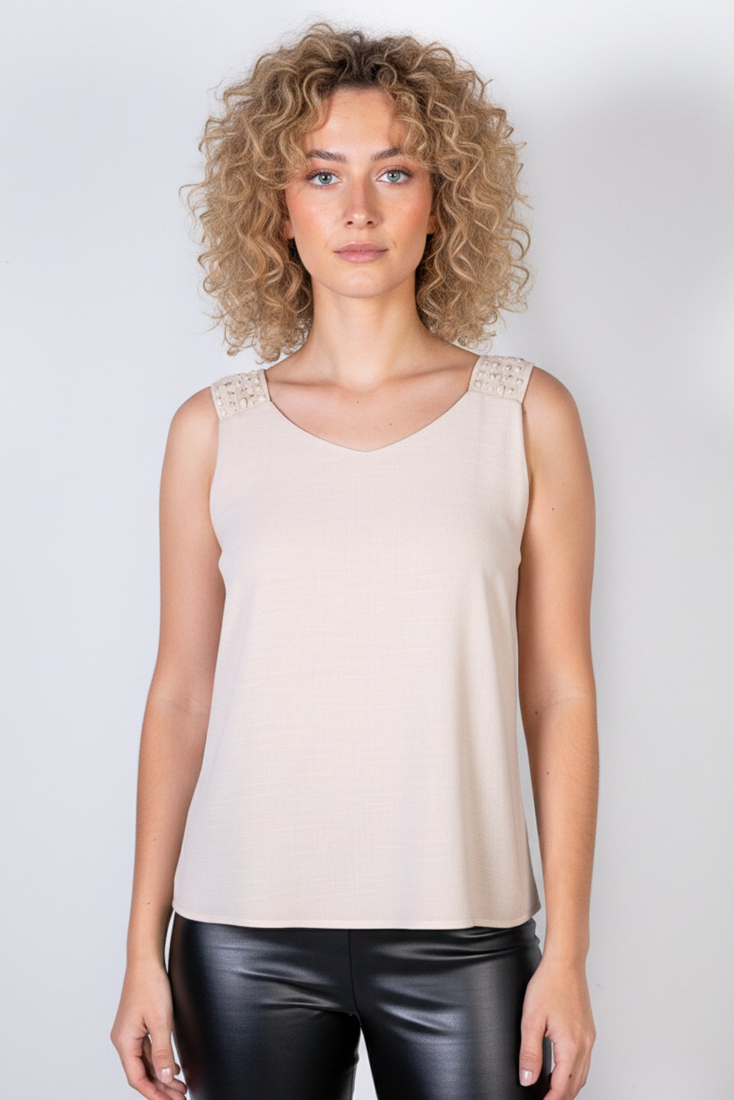Regata Enluaze Feminina Viscose Com Detalhe Na Alça 51636 – Bege
