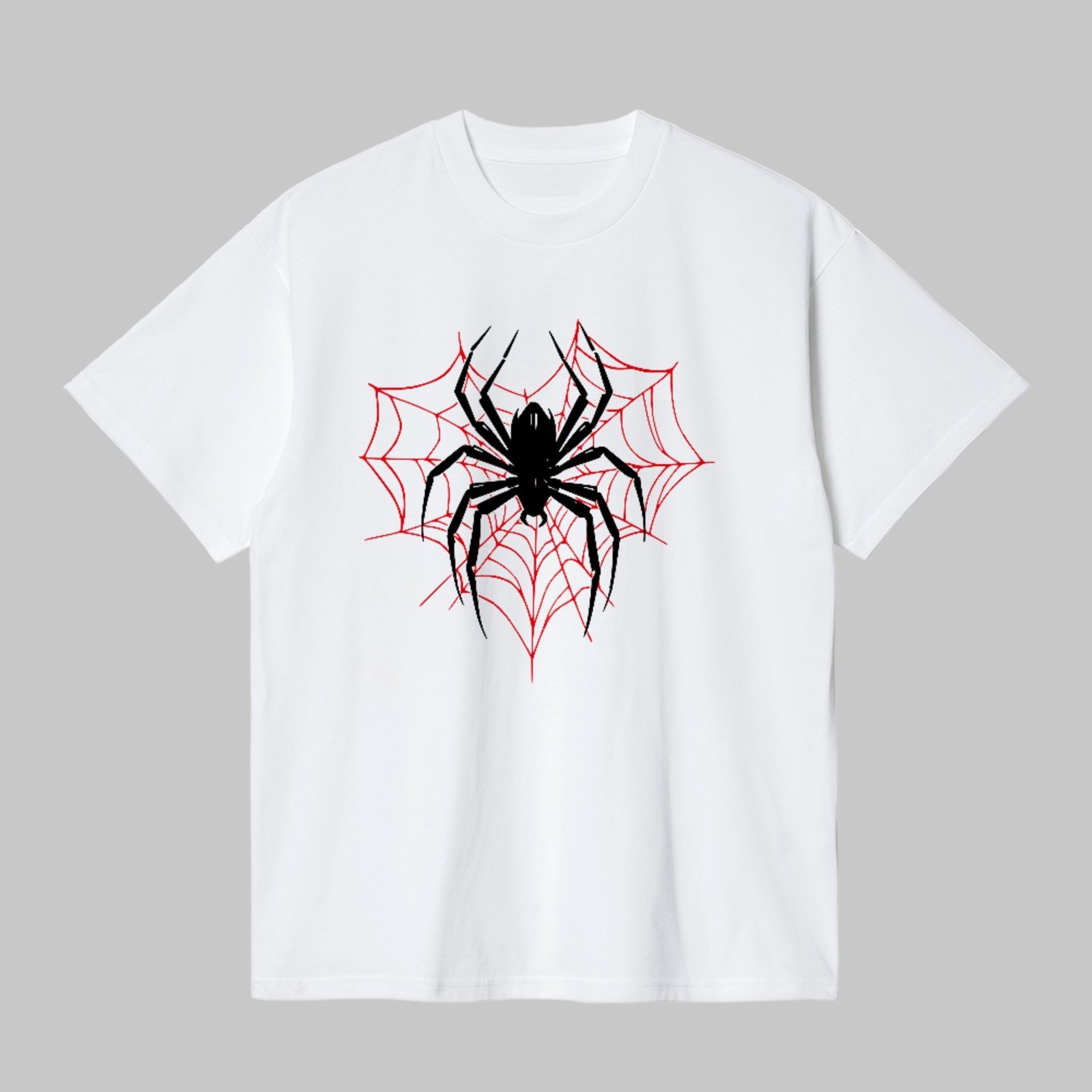 Camiseta Básica Spider Web Red Dark Aesthetic Street Style Branco