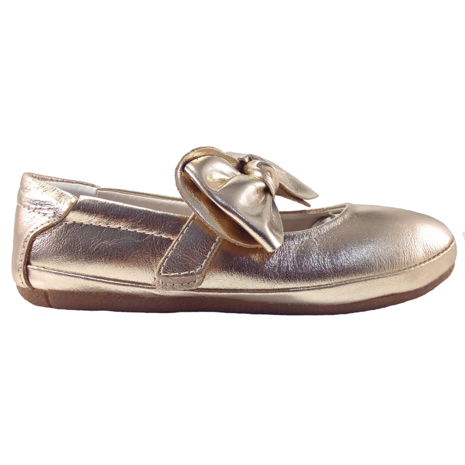 Vista 3 Infantil - Sapatilha o Menina com Laço Boneca Couro Legítimo Kimey ouro velho Kimey ouro velho