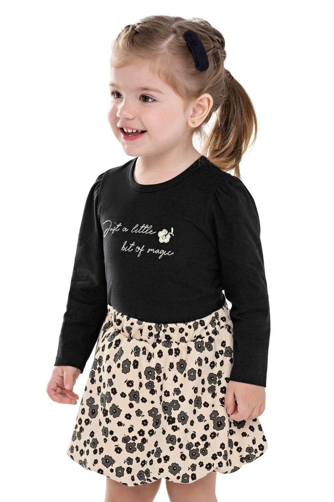 Infantil - Conjunto Menina Bordado Magic Colorittá Preto