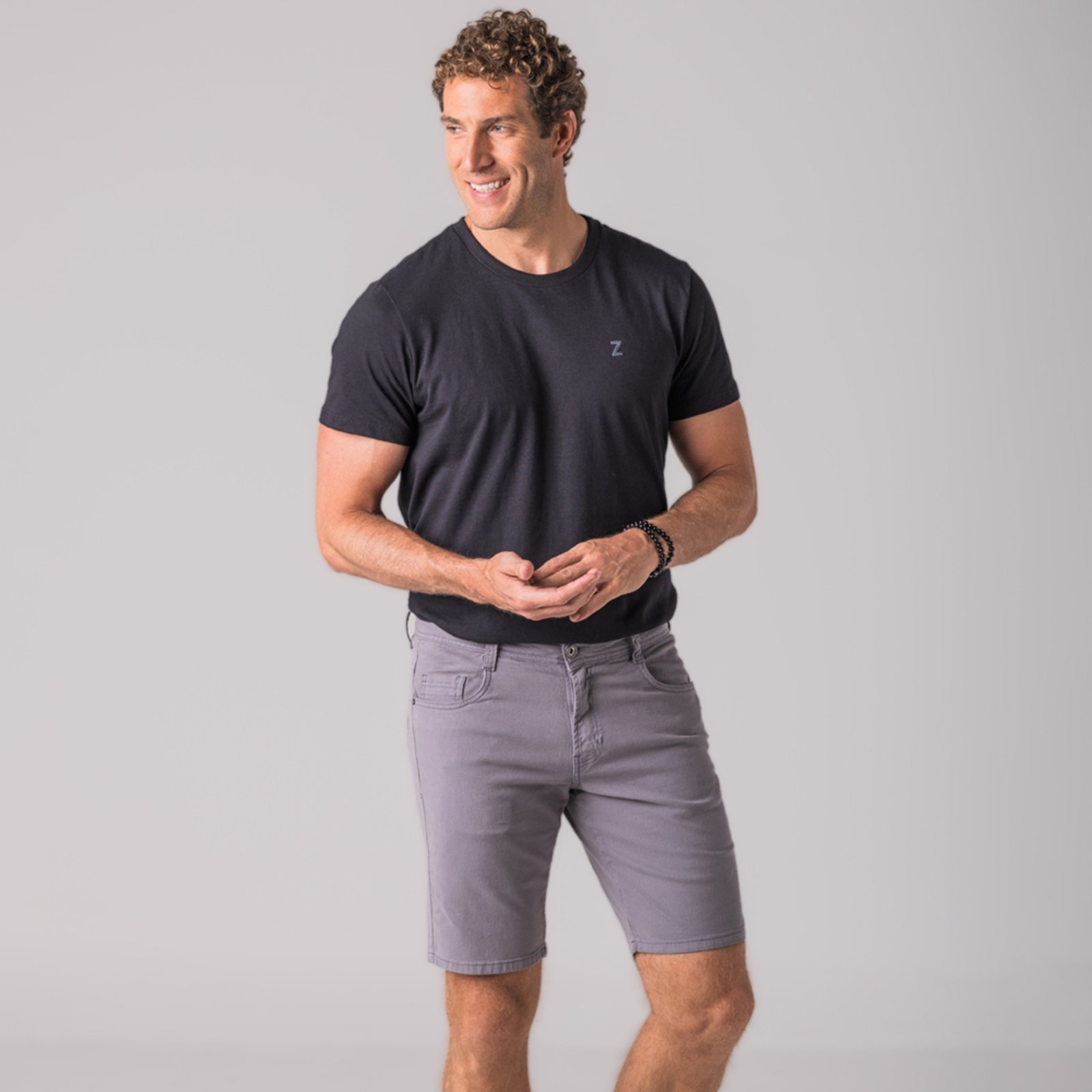 Bermuda Masculina Sarja Slim Zune CINZA