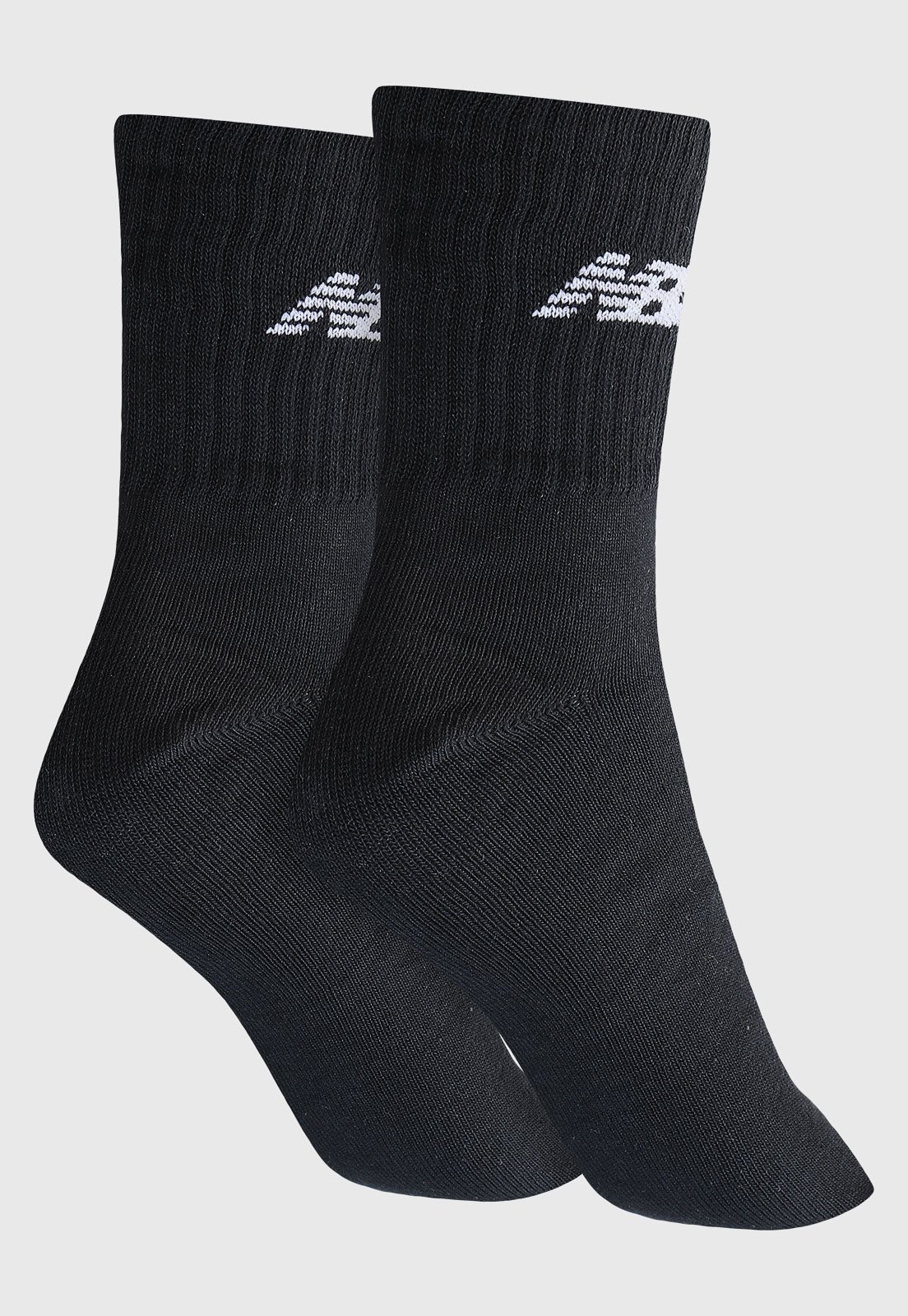 Vista 3 Kit 3pçs Meia New Balance Cano Alto Algodão Preta preto New Balance preto