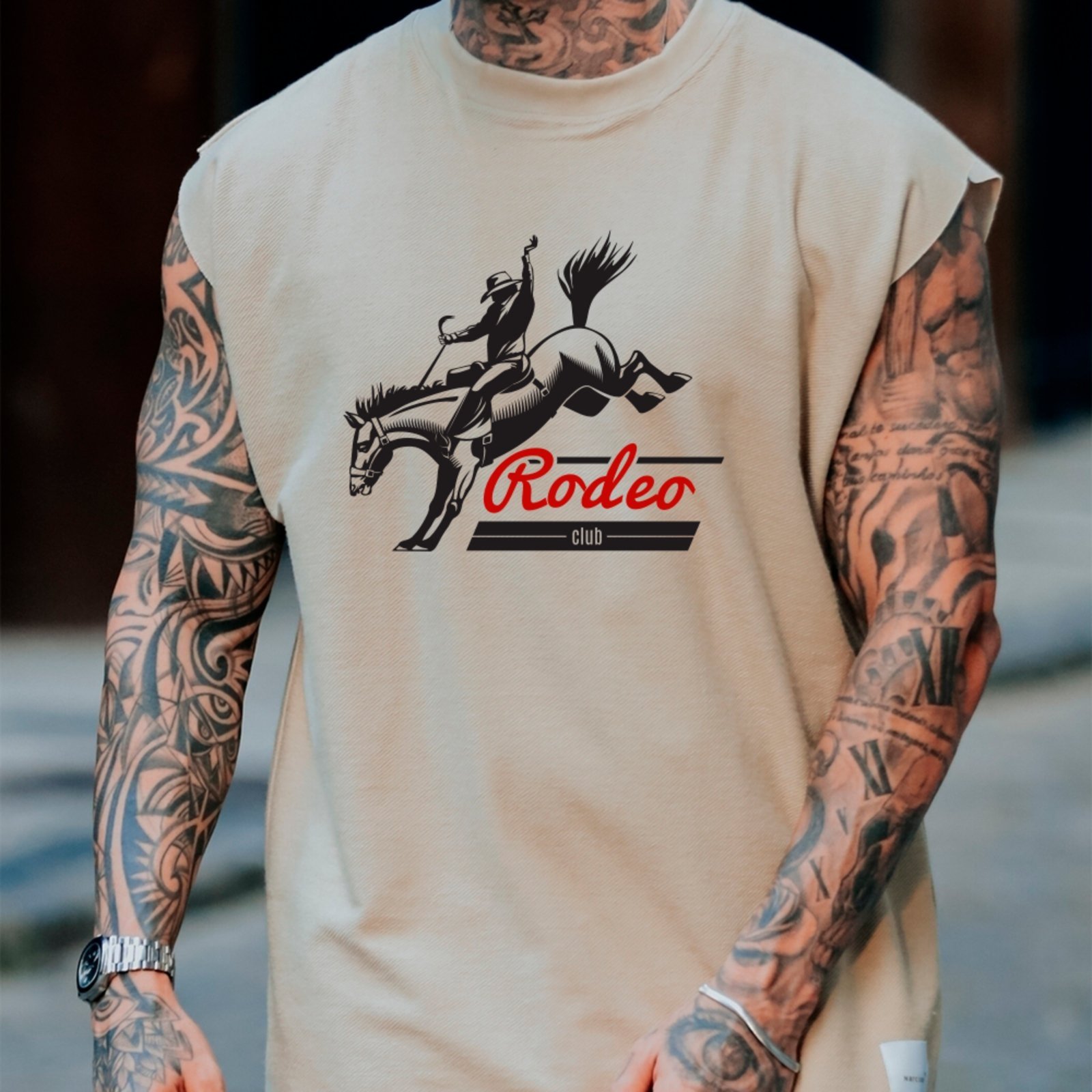 Camiseta Regata Machão Country Rodeo Club Inspiração Alternativa Western Masculina Off White