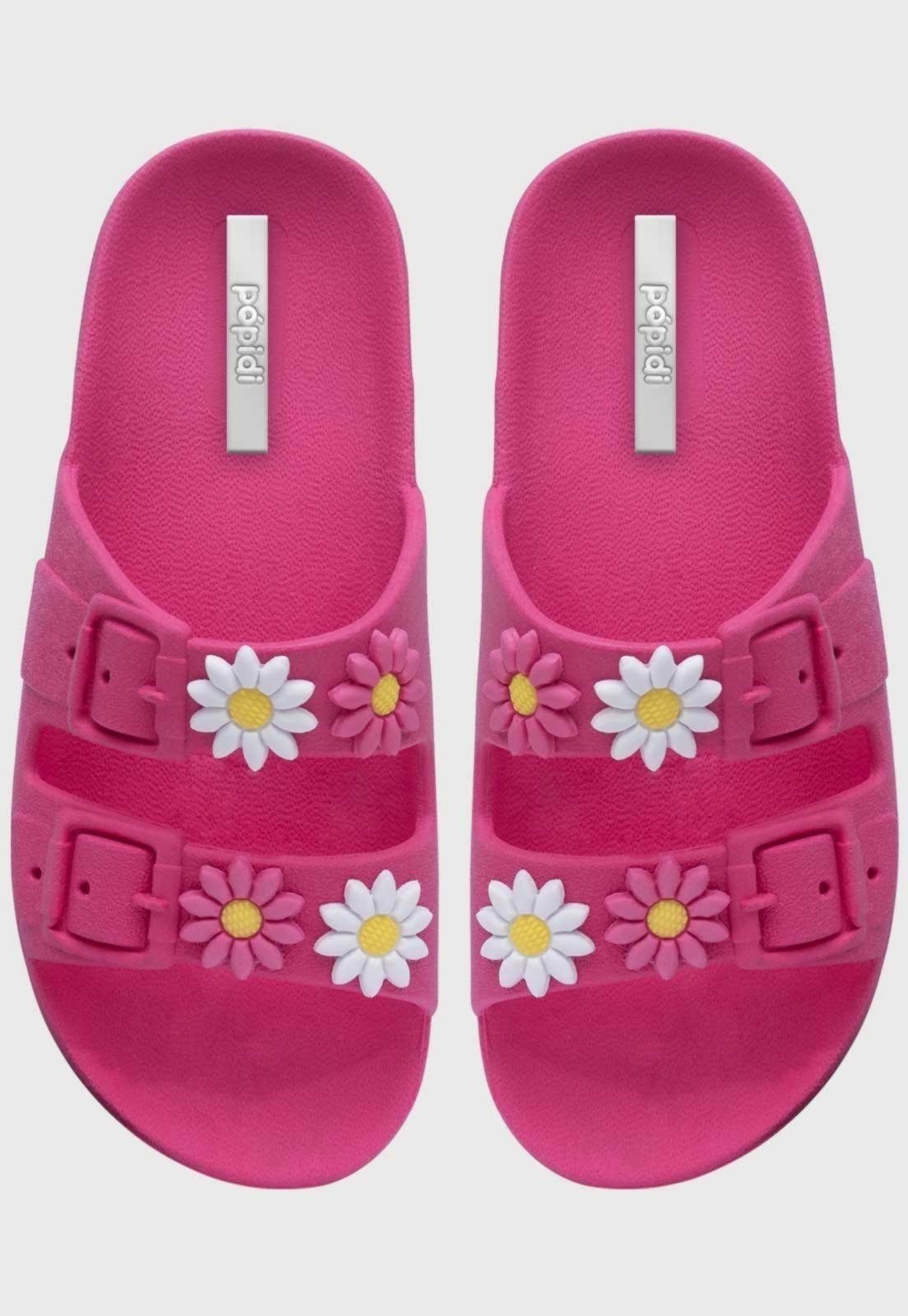 Vista 3 Infantil - Chinelo Papete Popidi Menina Florzinhas preto Pópidí preto