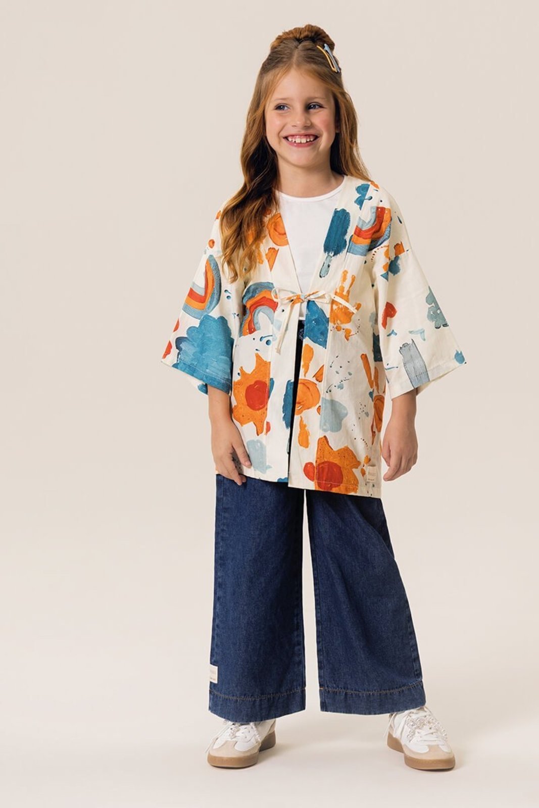 Infantil - Kimono Bugbee em Tricoline Estampado
