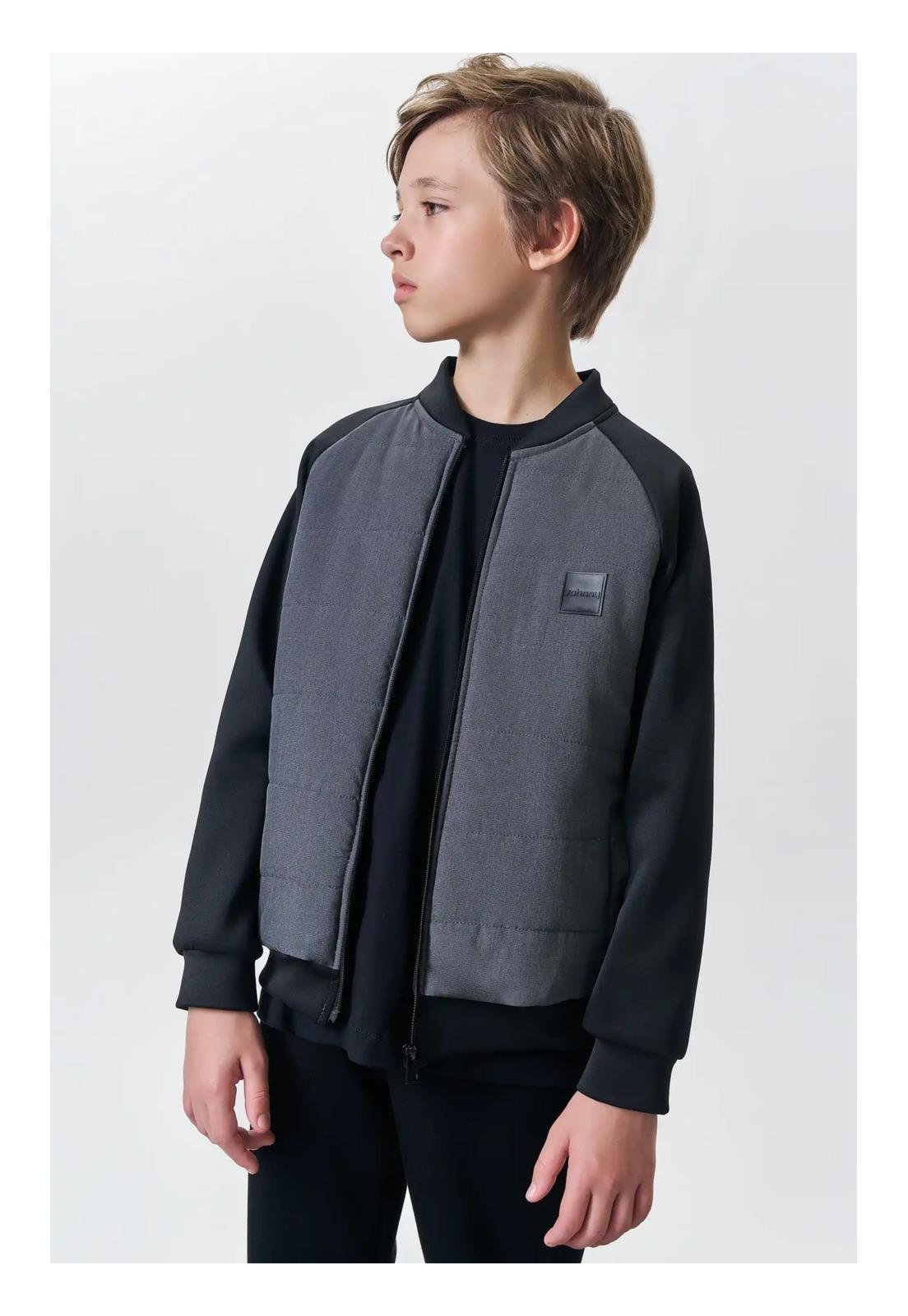 Infantil - Jaqueta Puffer Cinza com Zíper Menino Johnny Fox 10 Cinza