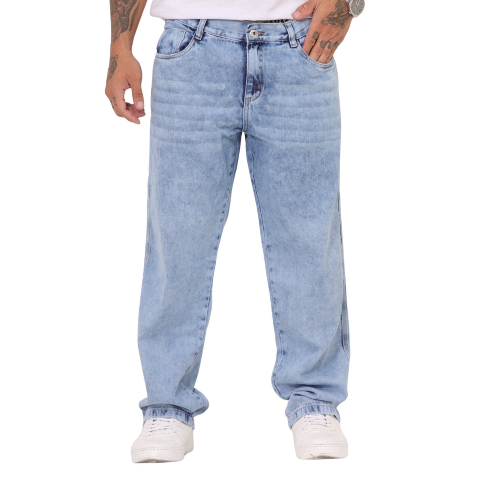 Calça Masculina Jeans Claro Tradicional Reta