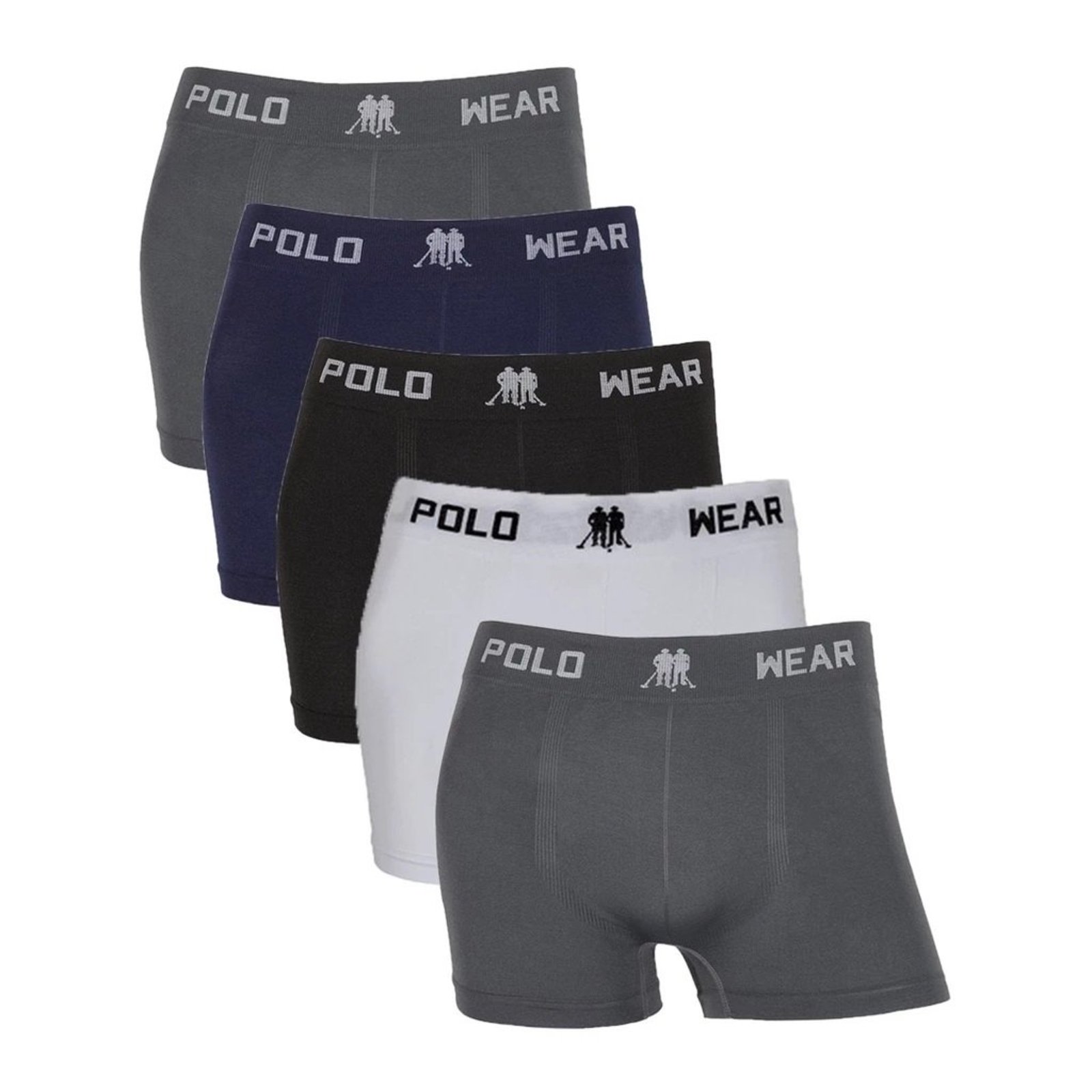 Kit 5 Cuecas Boxer Polo Wear Sem Costura Microfibra Sortida