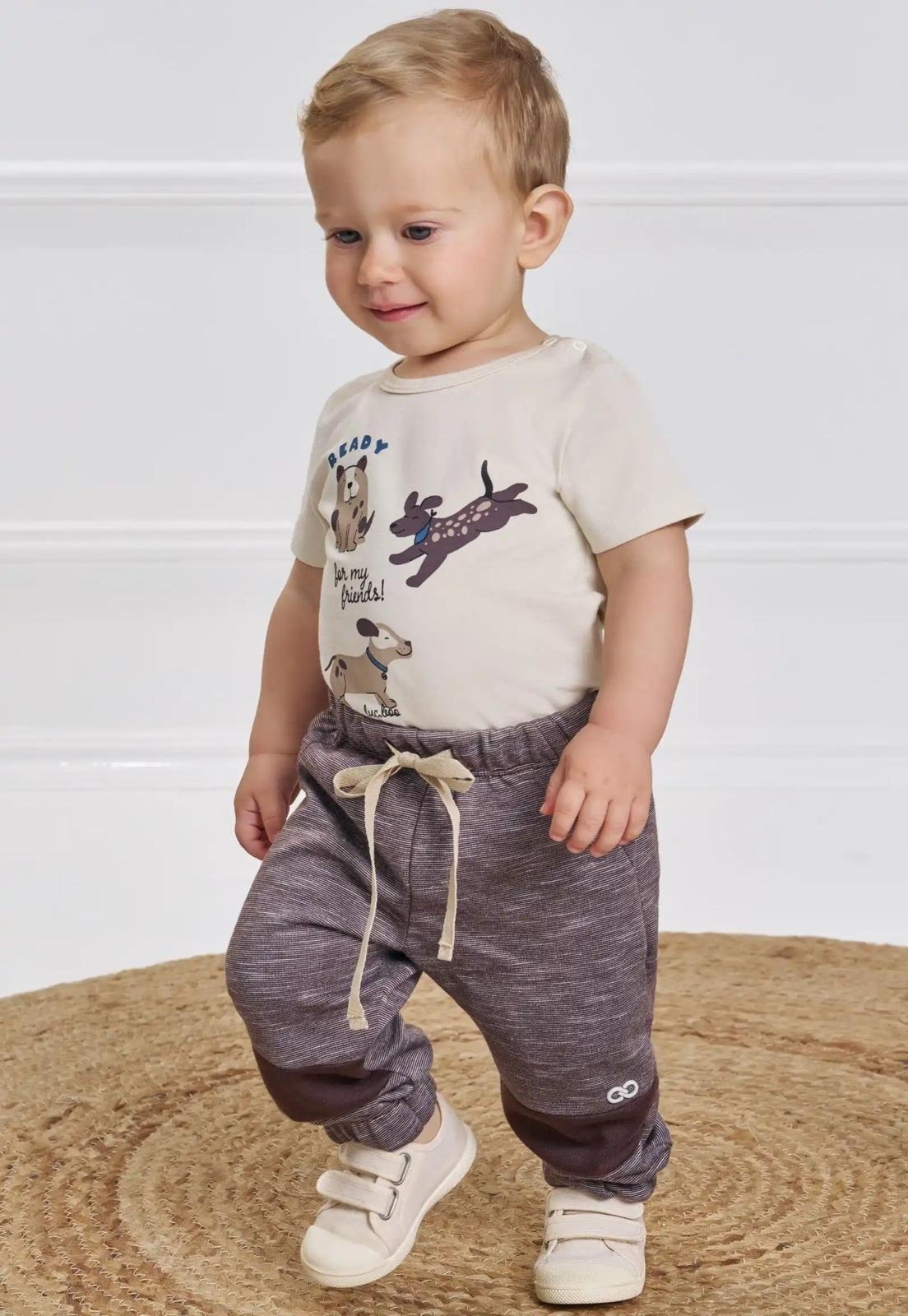 Infantil - Conjunto Body Calça Moletom Menino LucBoo G Unico