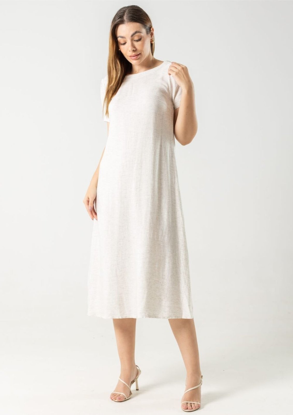 Vestido Midi Pau a Pique de Viscolinho Cru OFF WHITE – XL Pau a Pique