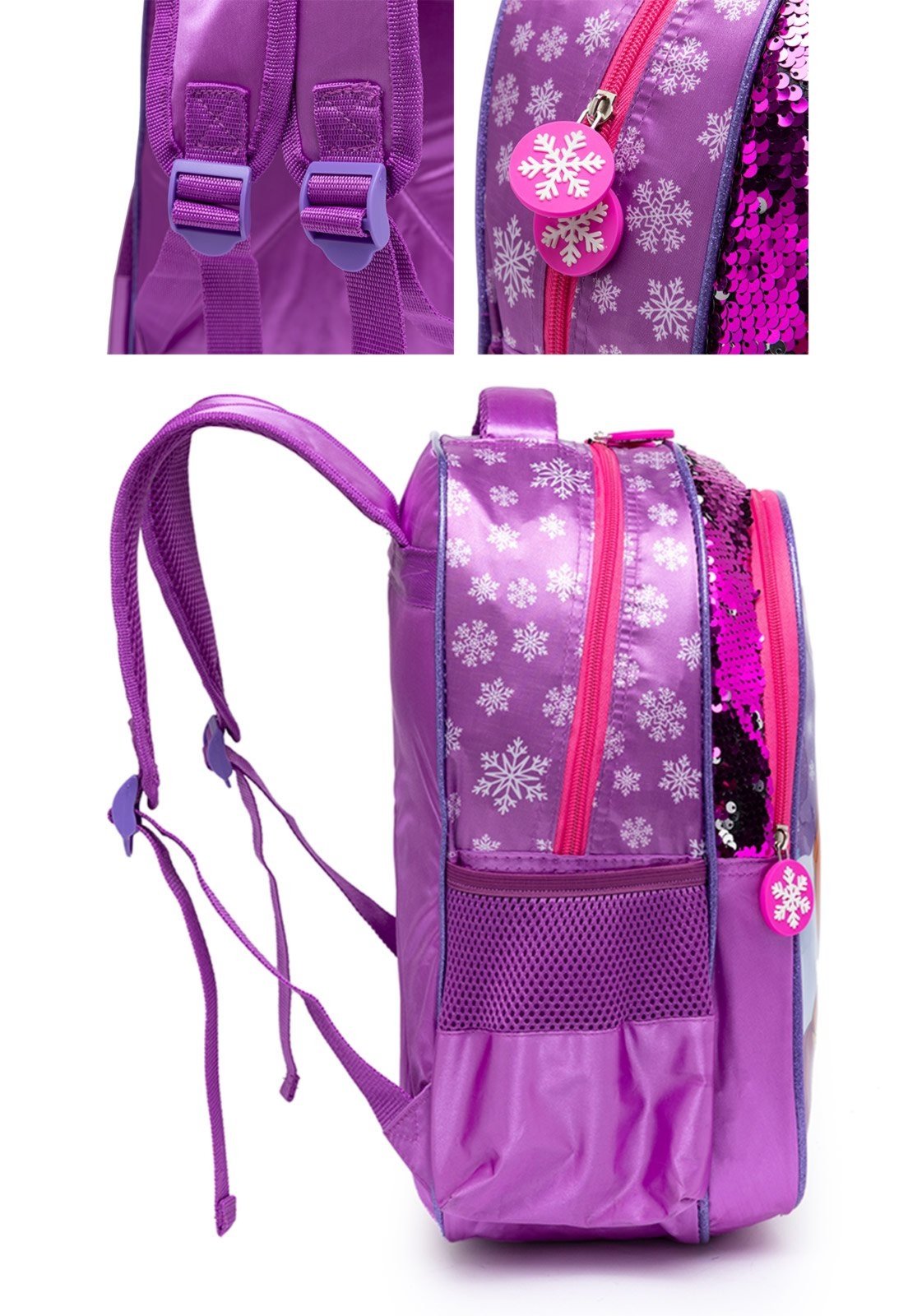 Vista 3 Infantil - Mochila Spector Feminina Reforçada Moda Escolar lilás/rosa Spector lilás/rosa