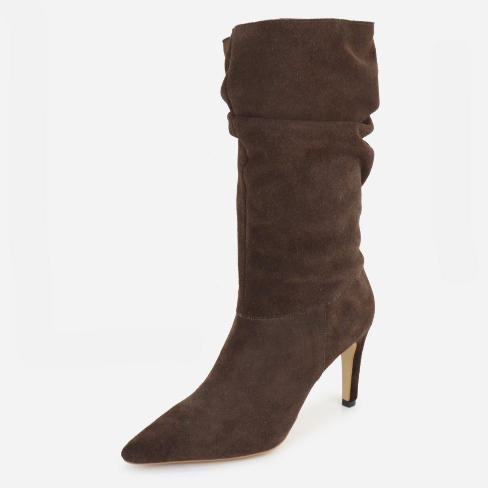 Bota Feminina Salto Fino Bico Fino Enrugada Slouchy Em Couro Maria Paula Camurça Expresso Bota Feminina Salto Fino Bico Fino Enrugada Slouchy Em Couro Maria Paula Camurça Expresso
