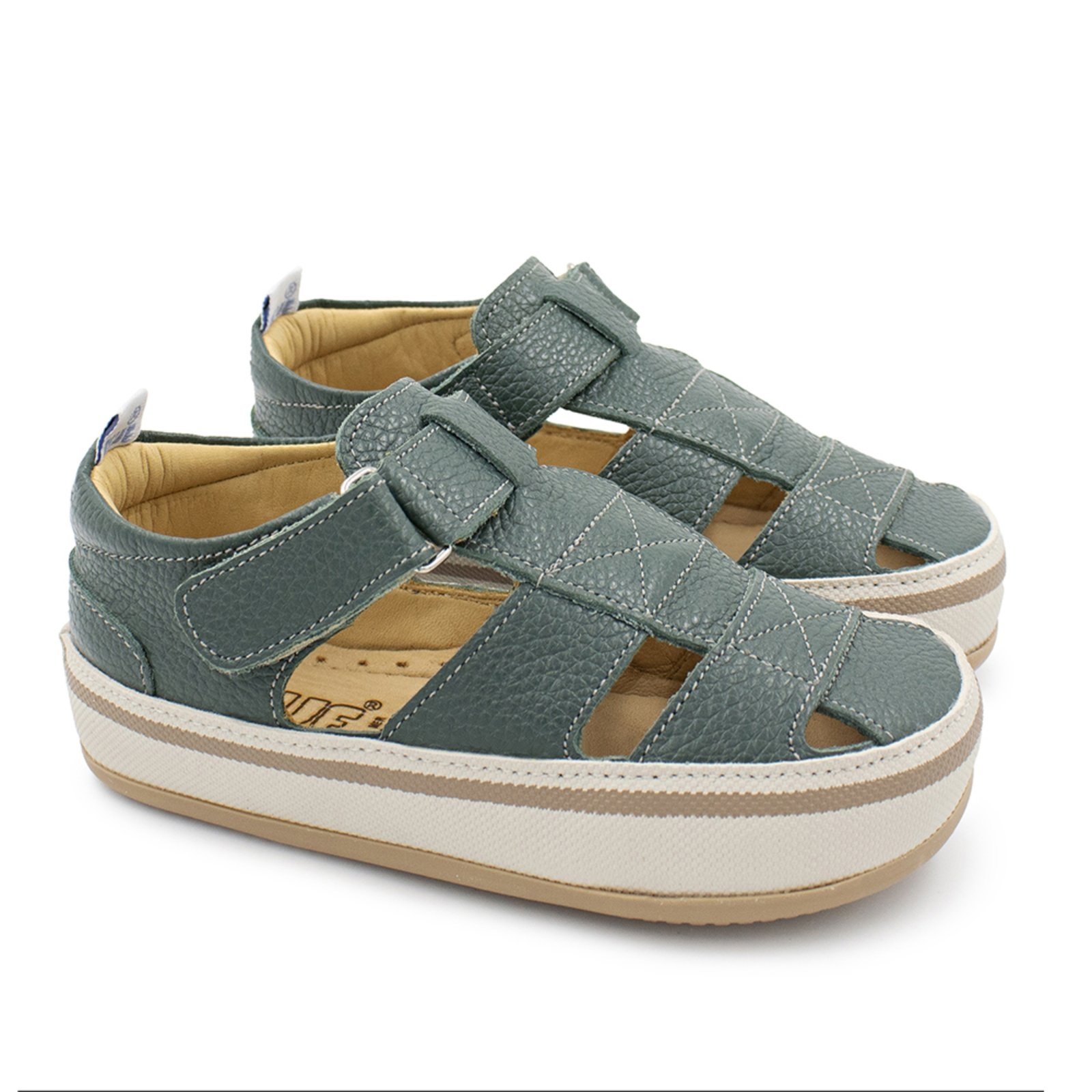 Vista 2 Infantil - Sandalia Menino Blue Caetano Couro Pistache Blue Infantis verde blue Blue Infantis verde blue