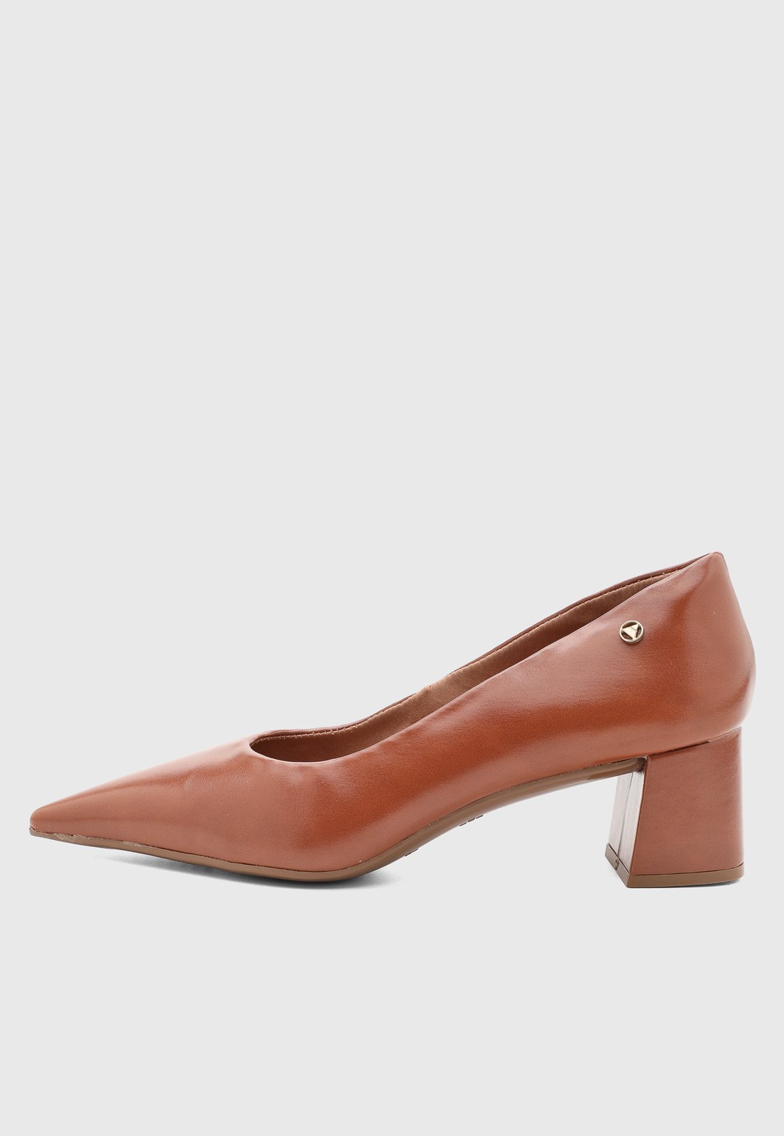 Scarpin Feminino VIA UNO Salto Médio Bico Fino Caramelo
