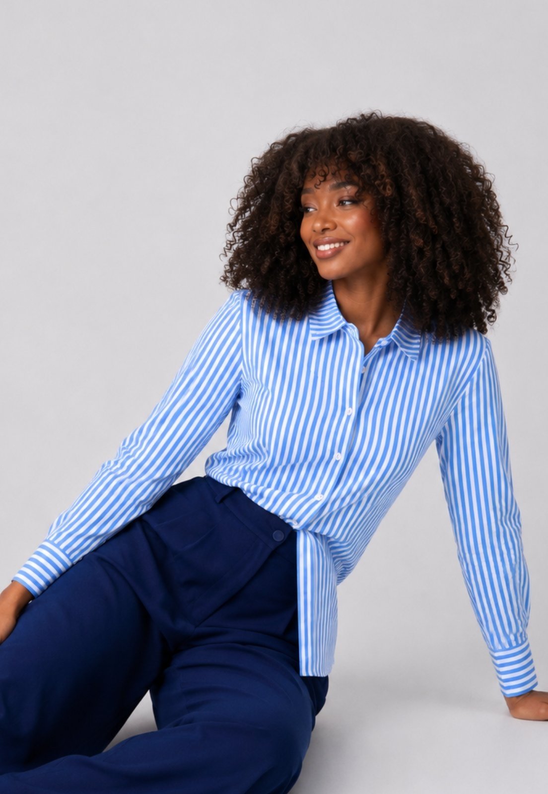 Camisão Listrado Manga Longa Salvatore Azul