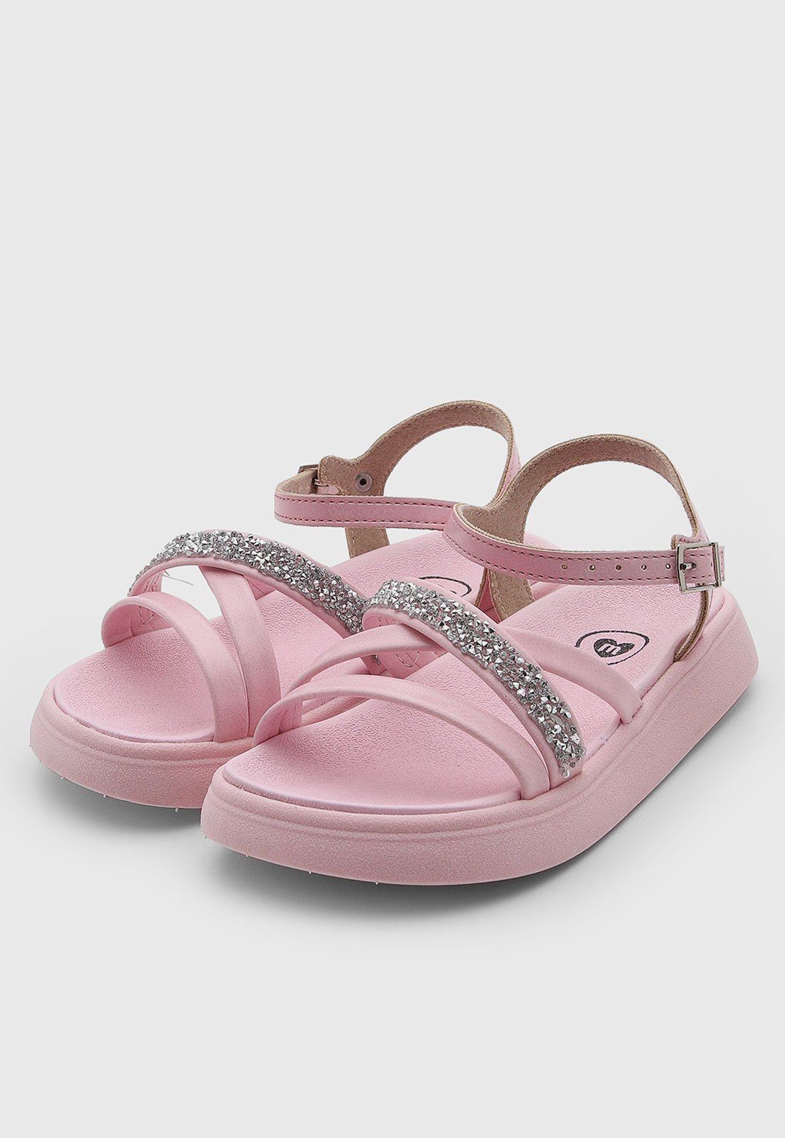 Infantil - Sandália Molekinha Tiras Strass Rosa
