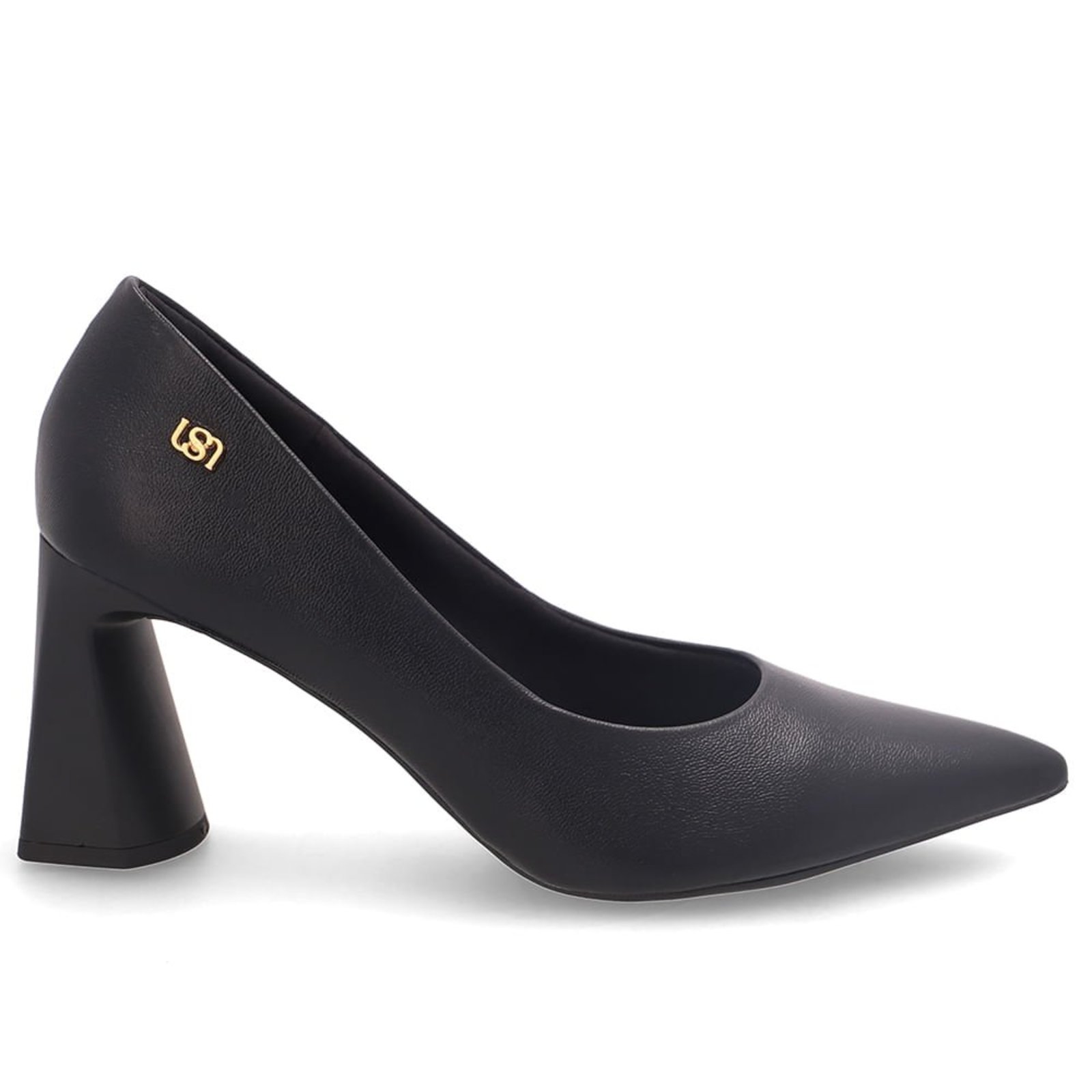 Scarpin Em Couro Preto Bico Fino