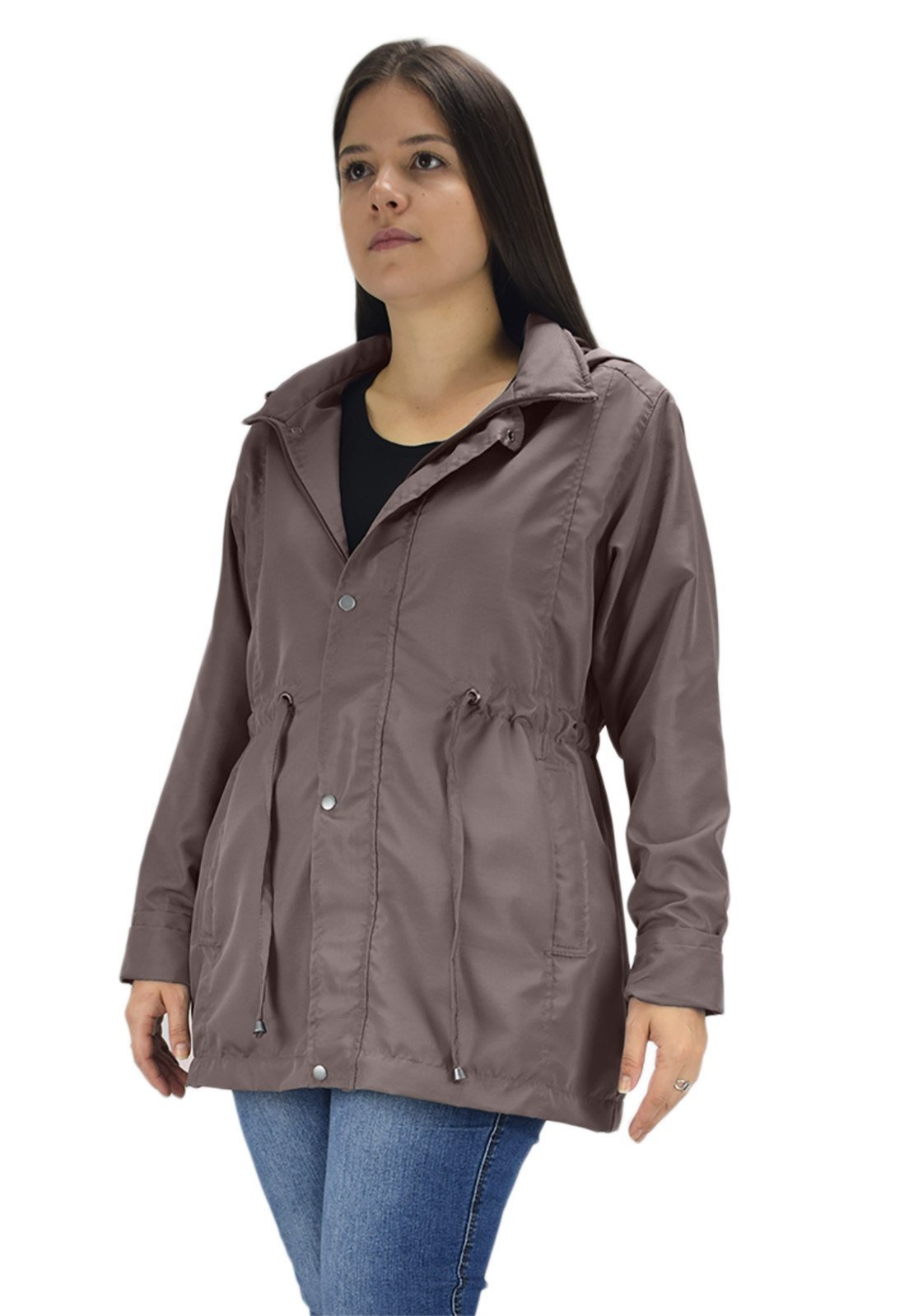 Parka Jaqueta Casaco frio longo impermeável P ao Plus Size Marrom