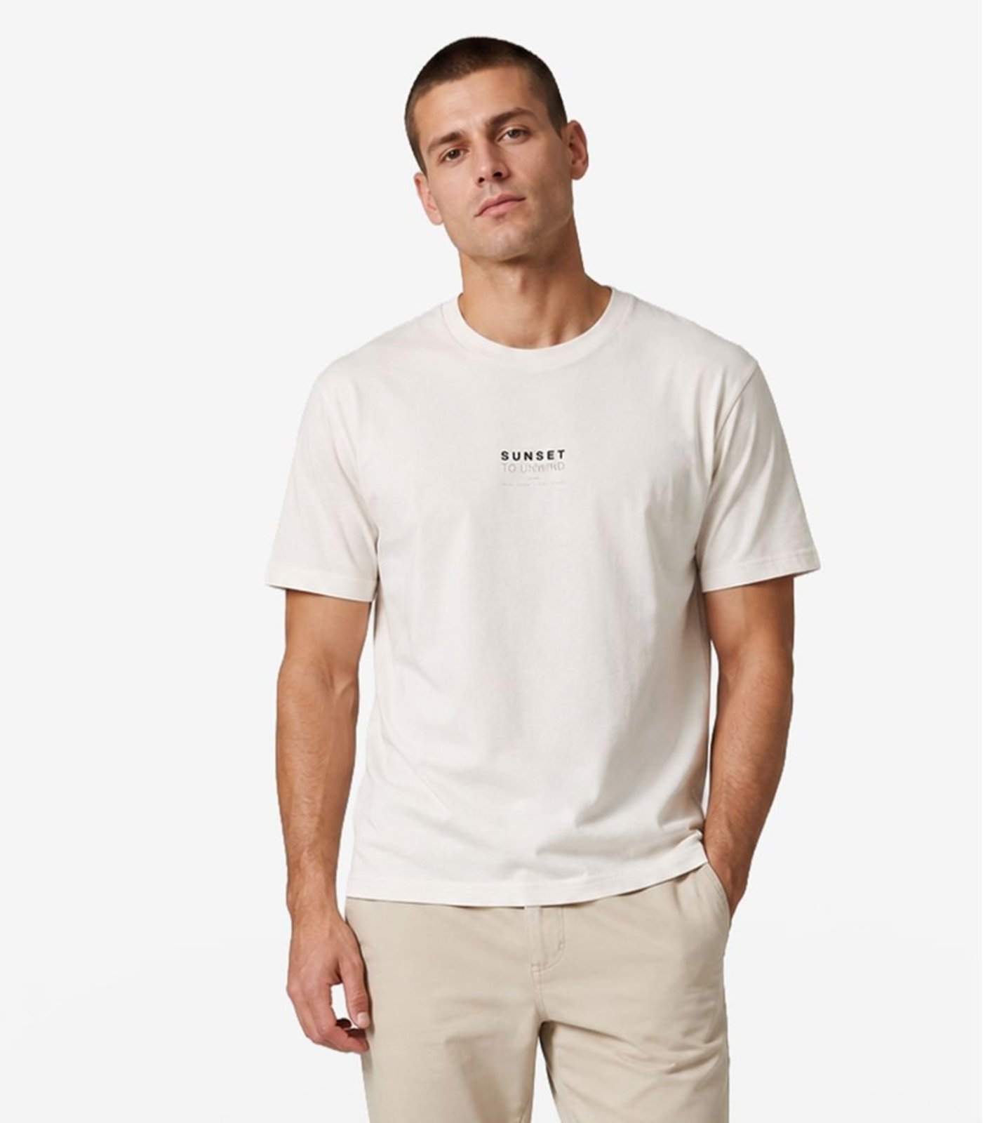 Camiseta Masculina Suedine Com Estampa Diametro Bege