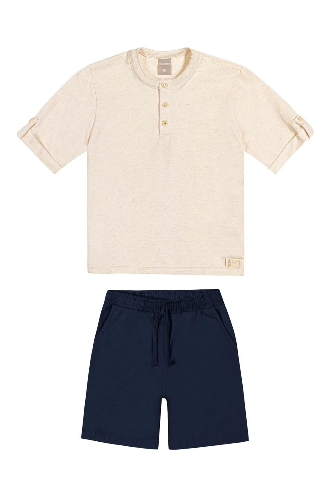 Infantil - Conjunto Menino Gola Padre Colorittá Bege