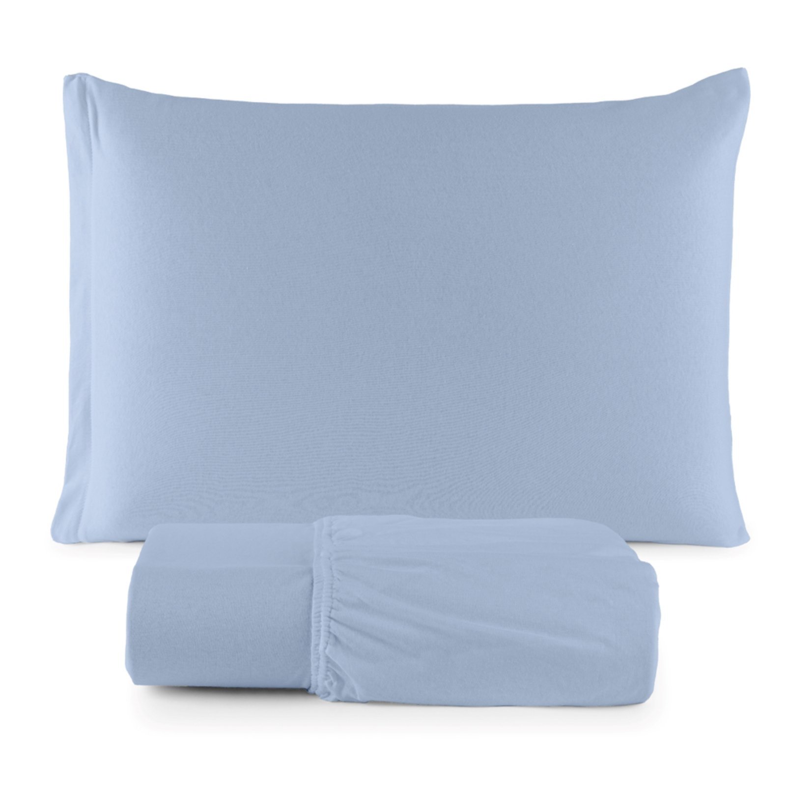Jogo Cama Lençol Casa Scarpa Sonnet Solteiro Malha Lisa Algodão Macio 2 Peças - Azul Claro