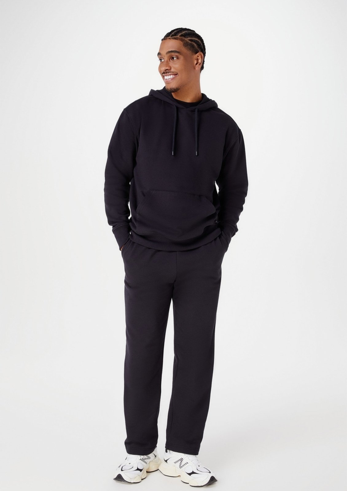 Vista 2 Calça Básica Masculina Reta Em Moletom Peluciado Hering preto Hering preto