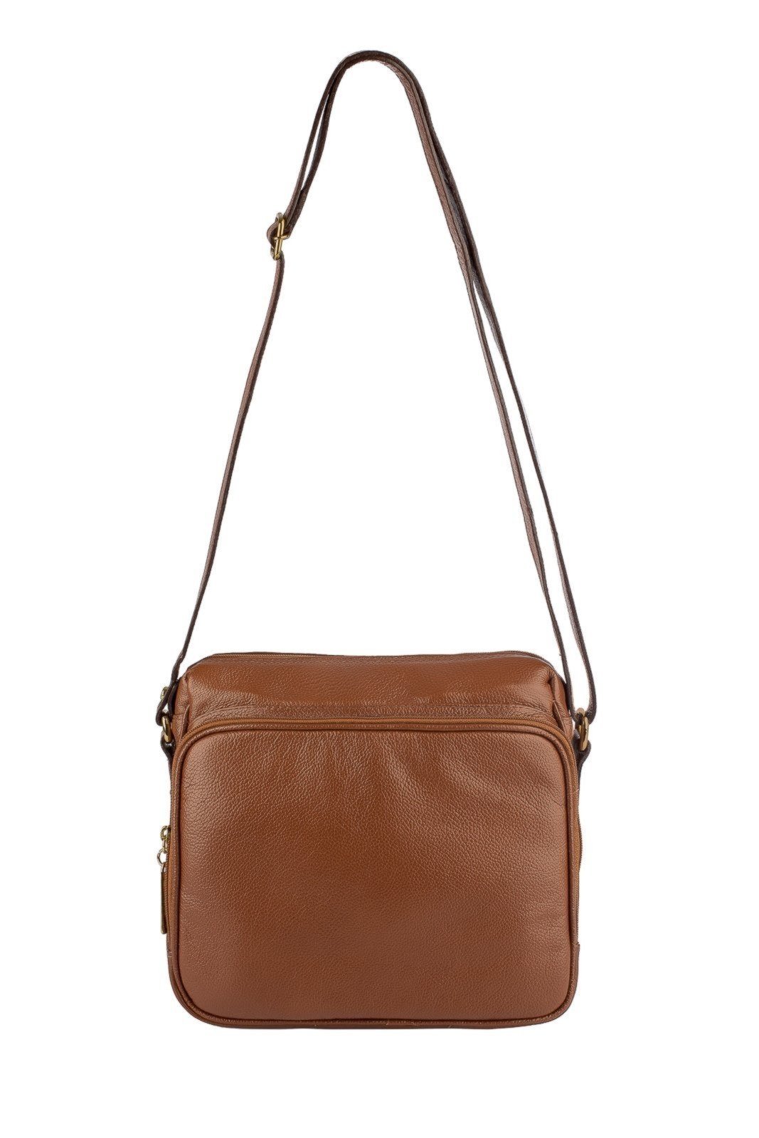 Vista 2 Bolsa Andrea Vinci De Couro Liso Tiracolo Com Divisórias Rita - Whisky vermelho Andrea Vinci vermelho