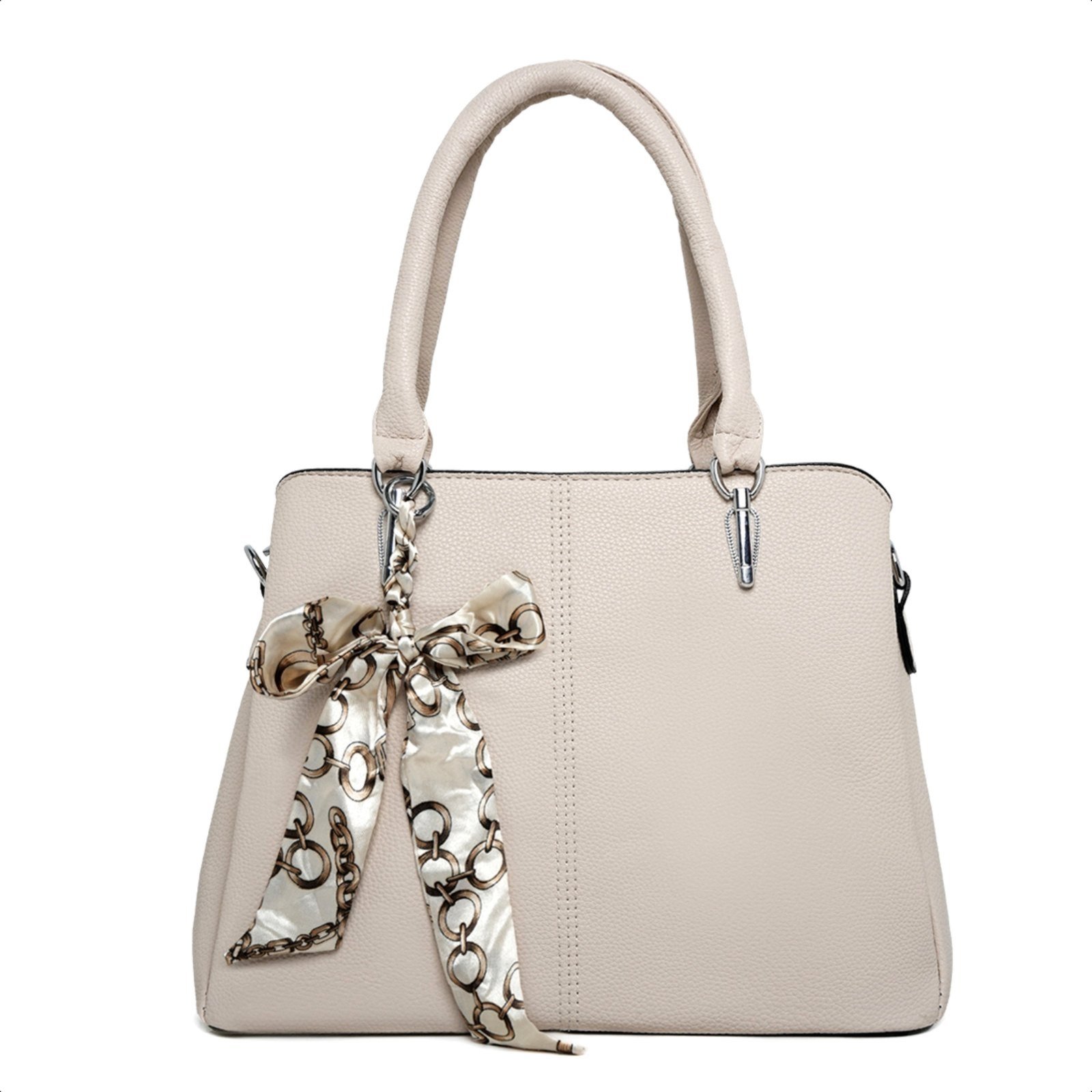 Bolsa Social Couro Feminina Moderna Alça De Ombro Luxuosa – Marfim