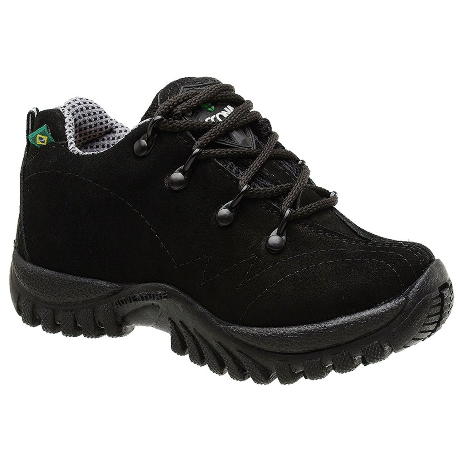 Infantil - Coturno Adventure Accona Em Couro Preto 8000NP-INF