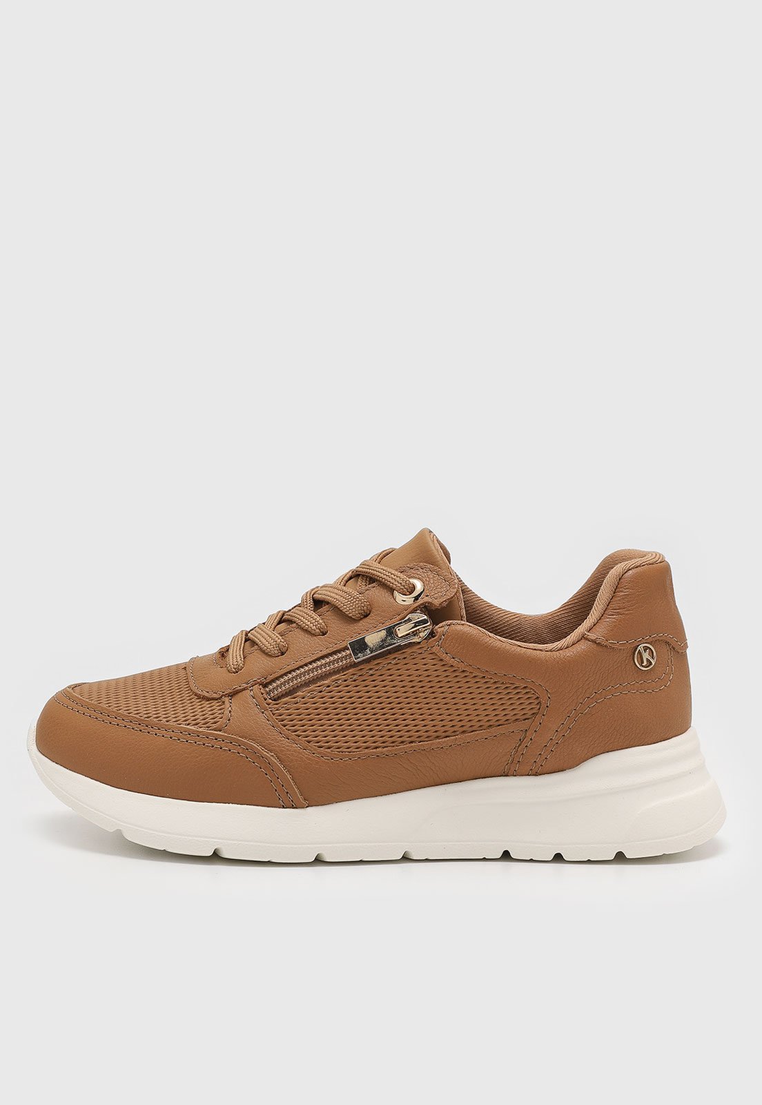 Tênis Feminino Kolosh Zíper Lateral Caramelo