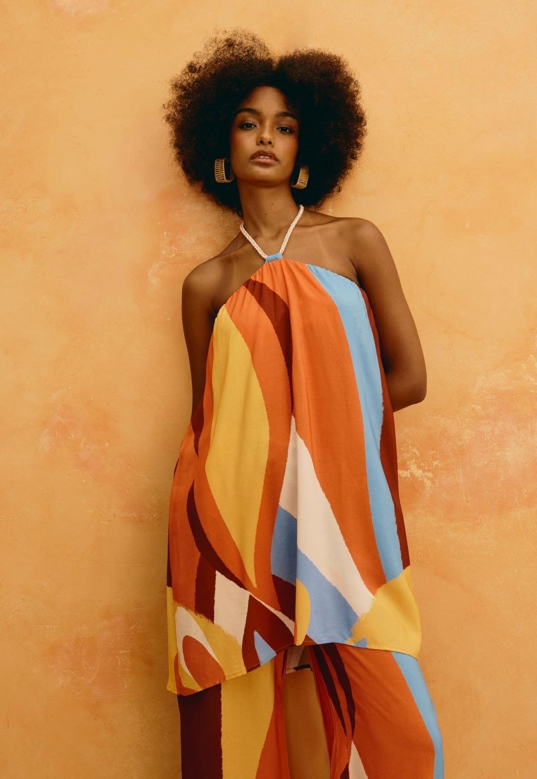 Veste Amarração Estampada Solare Marrom