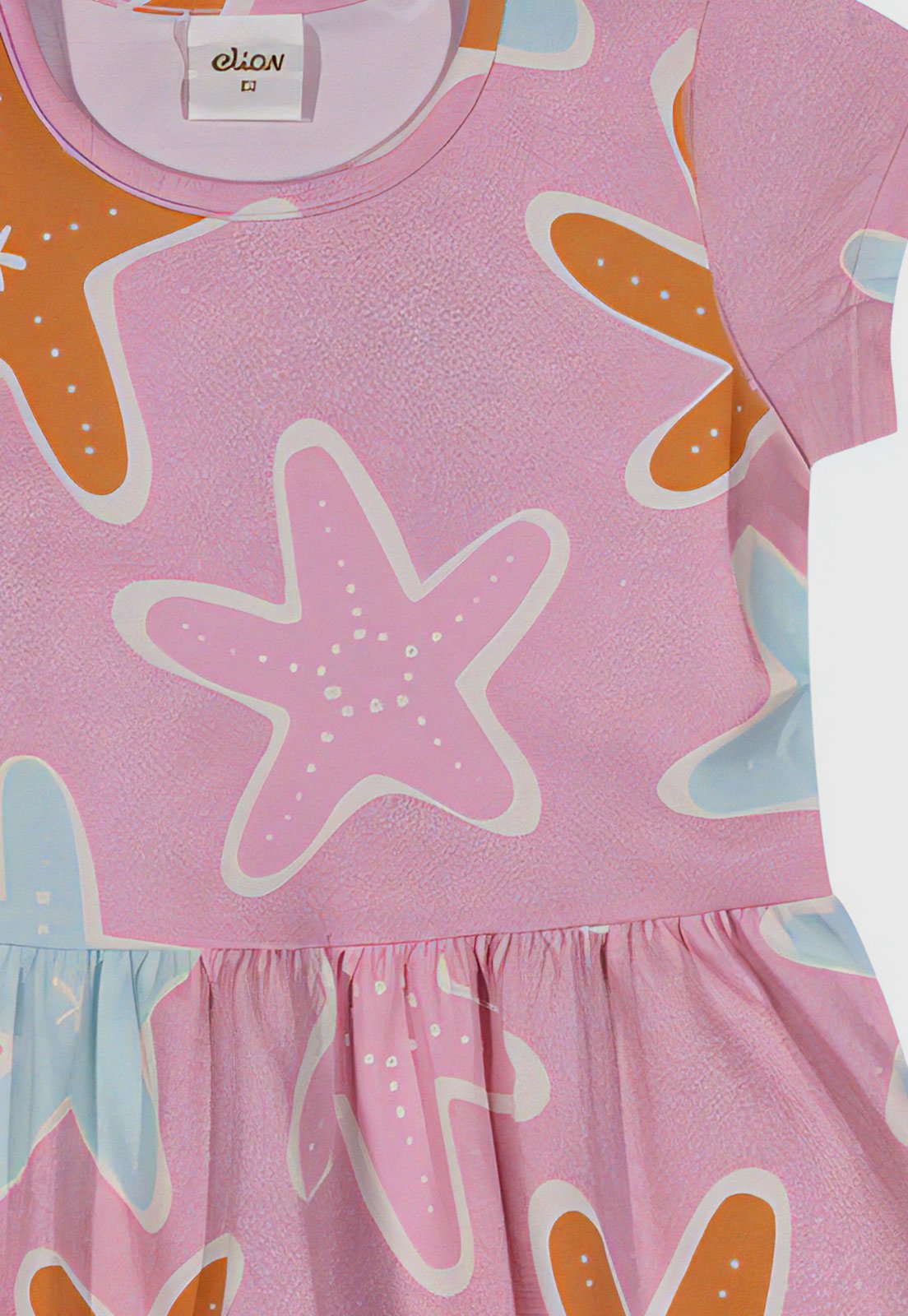 Vista 3 Infantil - Vestido Elian Estrelas do Mar azul Elian azul