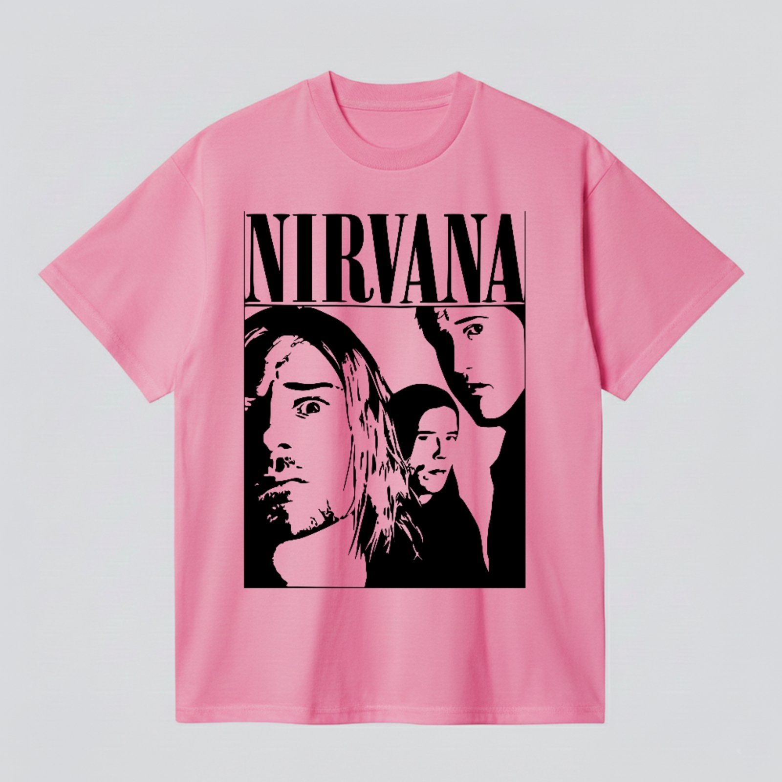 Camiseta Básica Nirvana Banda Icônica Arte Minimalista Grunge Unissex Rosa