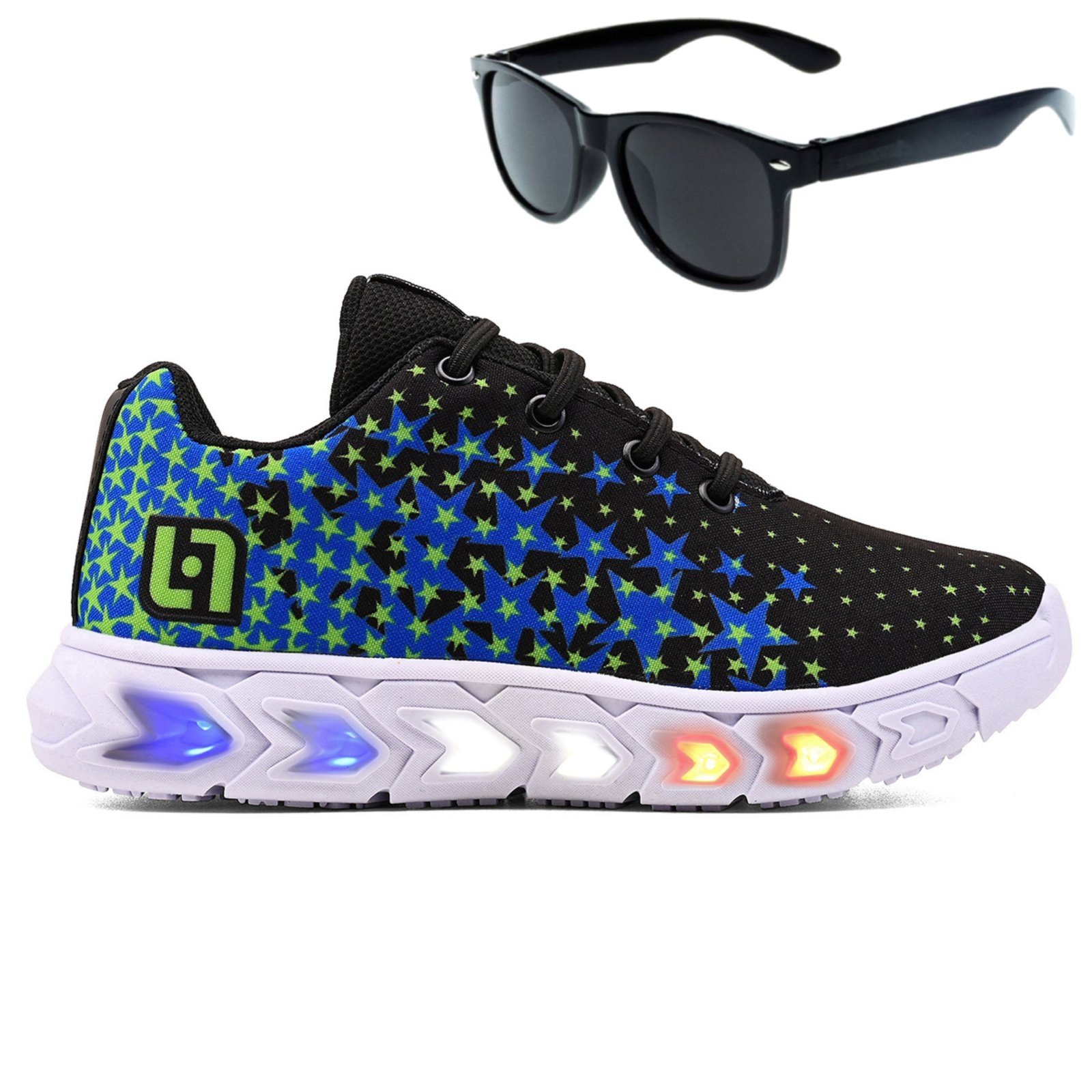 Infantil – Tenis de Led Meninos Casual Escolar Calce Facil Preto + Oculos