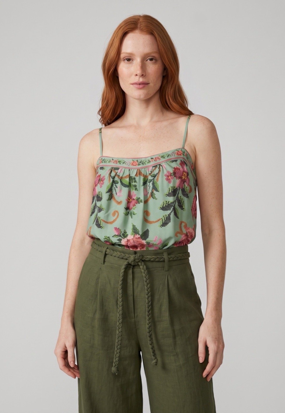 Regata Feminina FARM Floral Verde