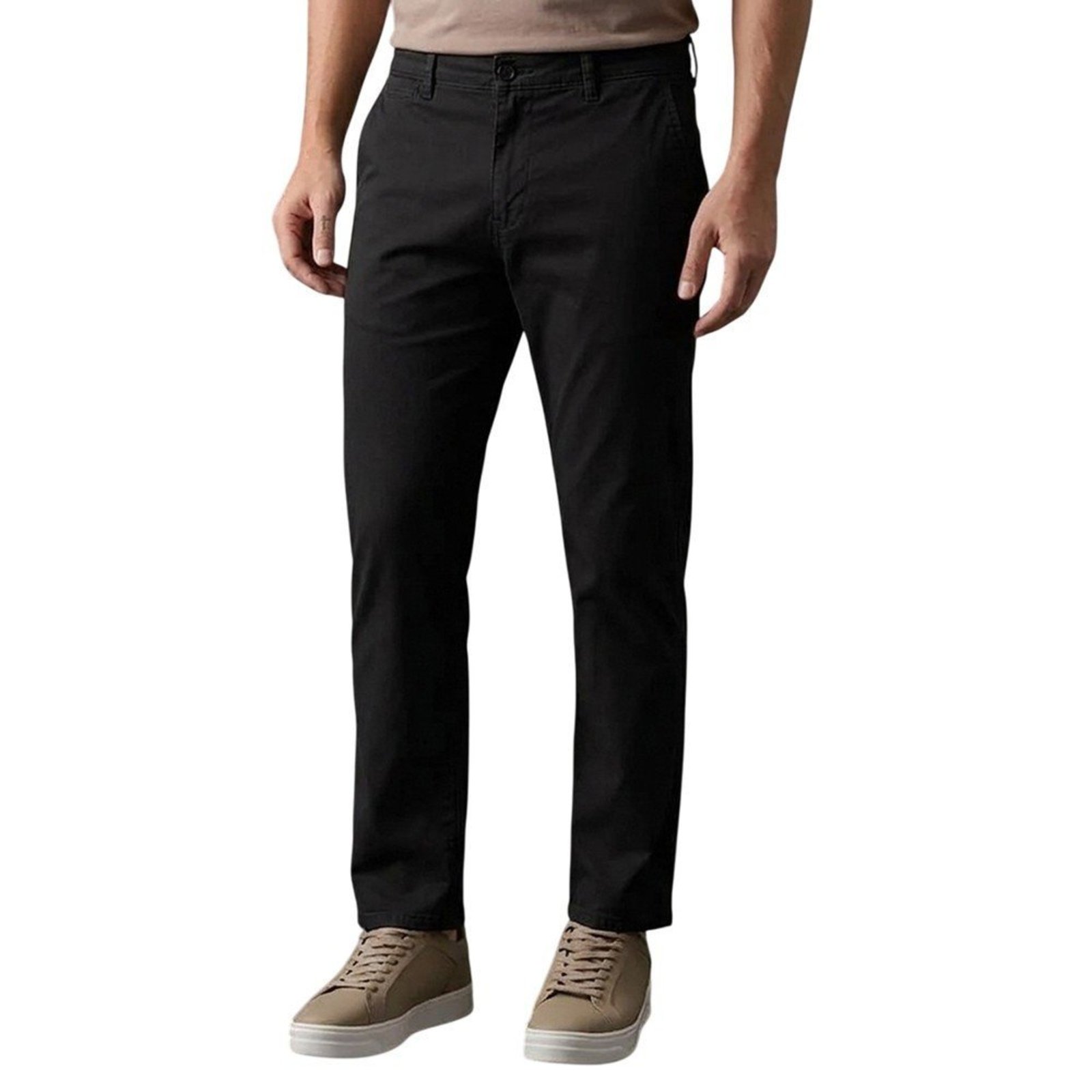 Calça Calvin Klein Chino Slim Preta Masculina Calvin Klein Preto