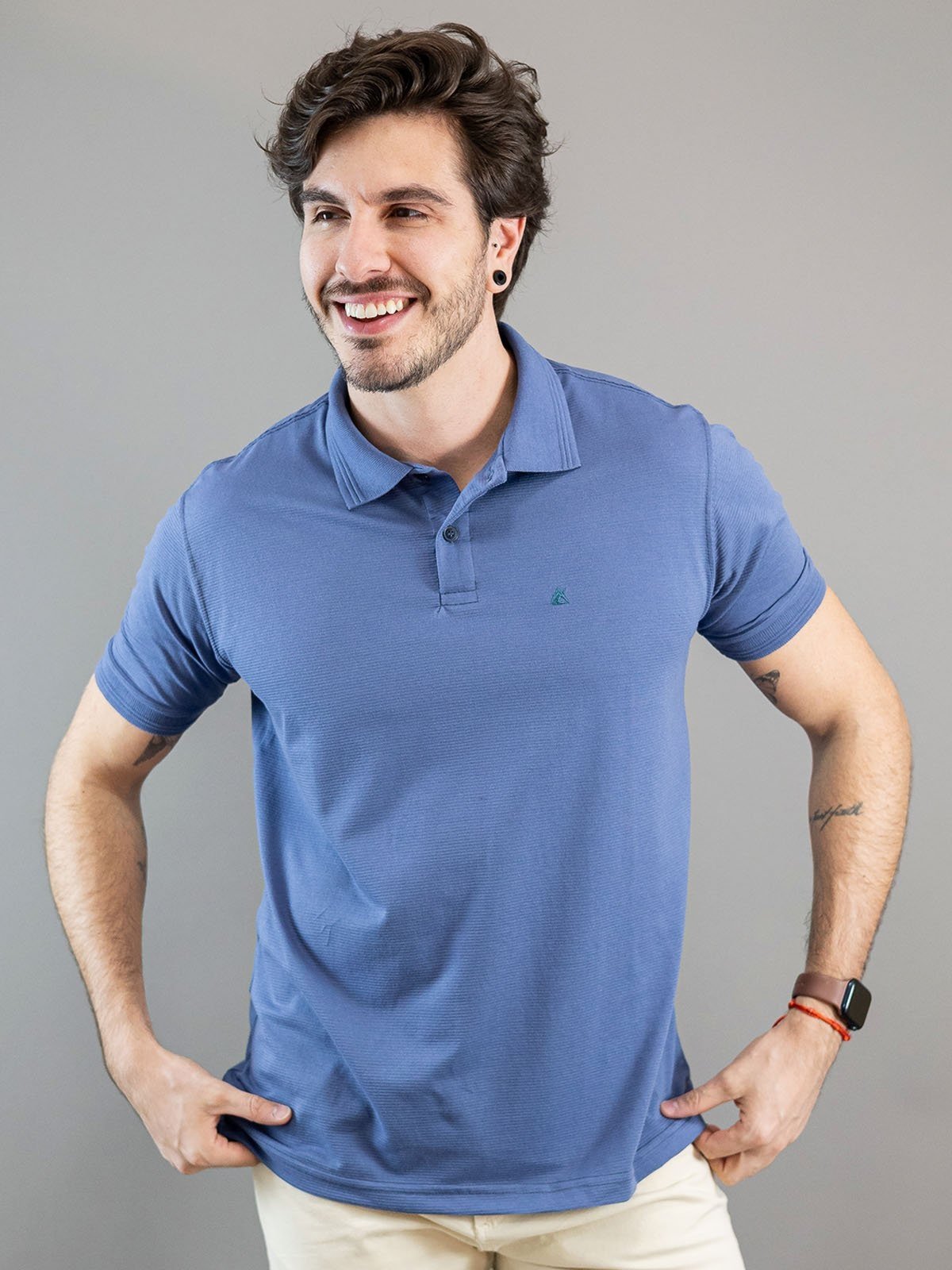 Camisa Polo Masculina Algodão Texturizada Manga Curta Anticorpus