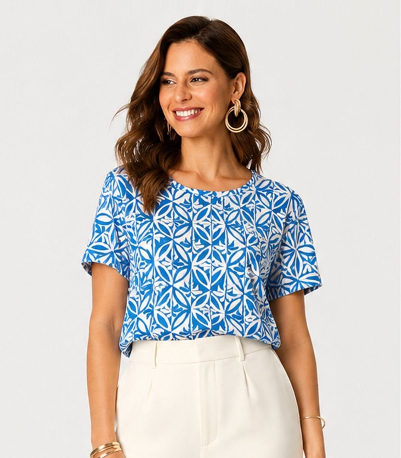 Blusa Feminina Estampada Infinita Cor Azul