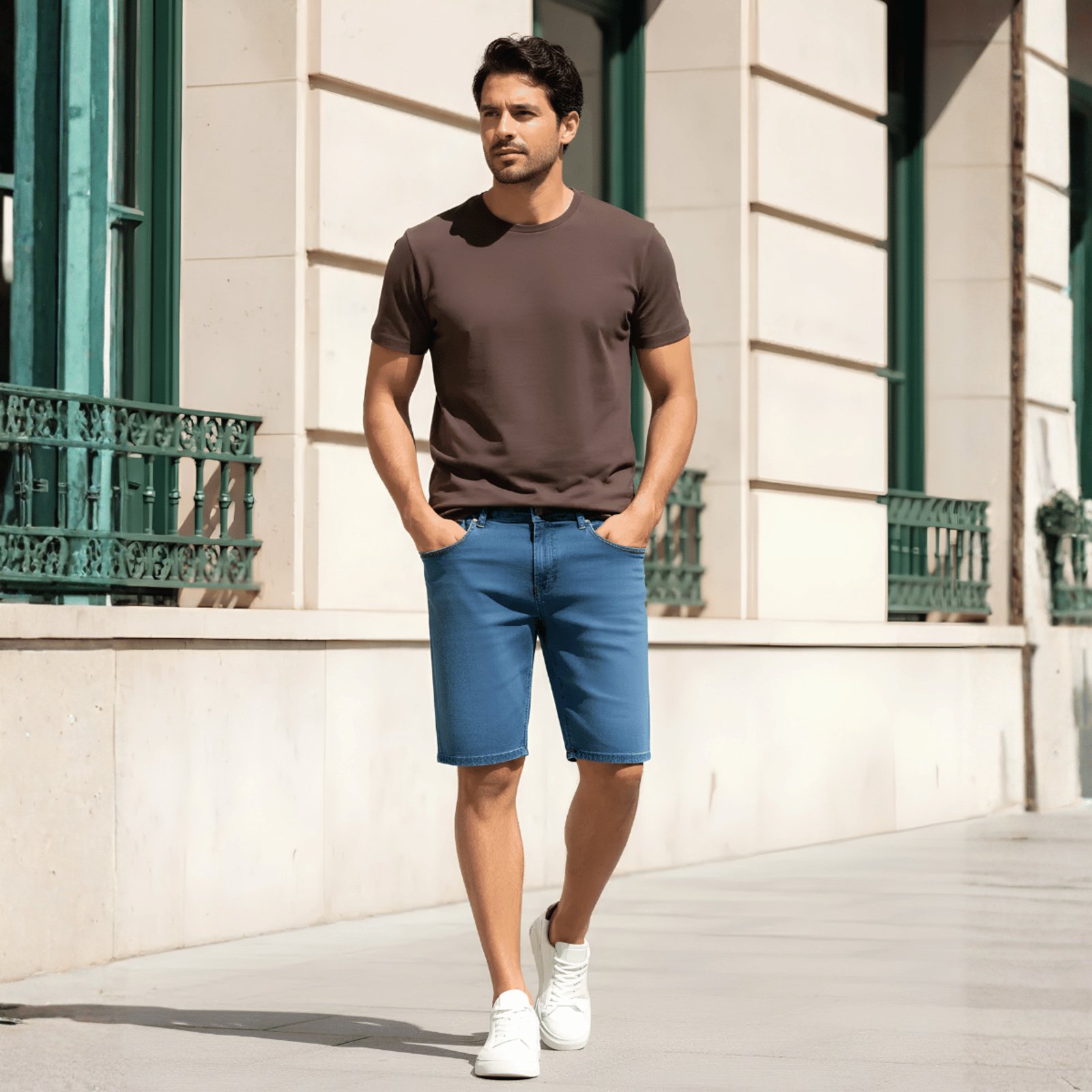 Bermuda Masculina Reta Jeans Com Elastano Hangar 33