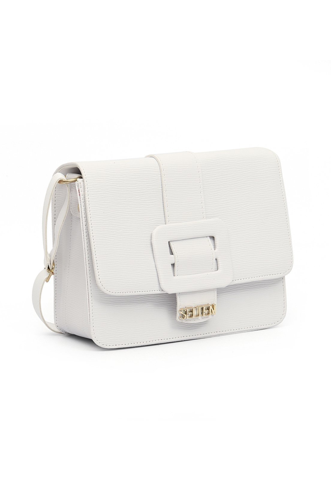 Bolsa Tiracolo Feminina Lateral Com Fivela Croco Lançamento Branca