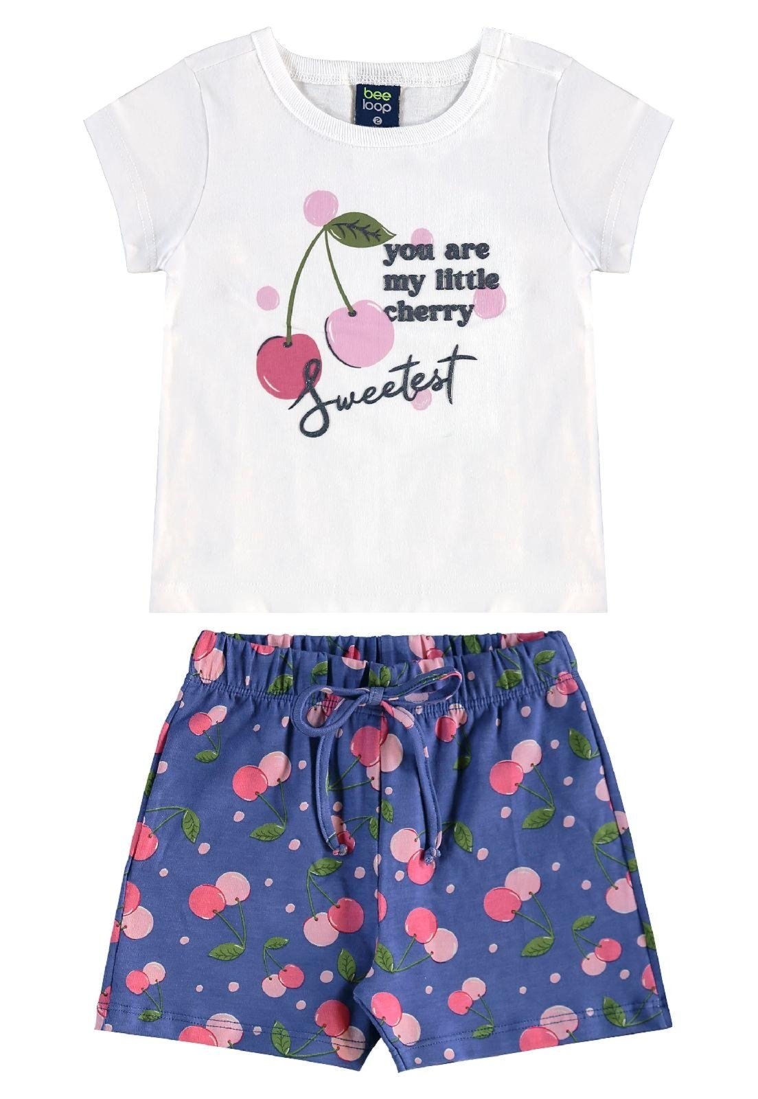 Infantil - Conjunto Cerejinhas Blusa e Short Bee Loop Branco
