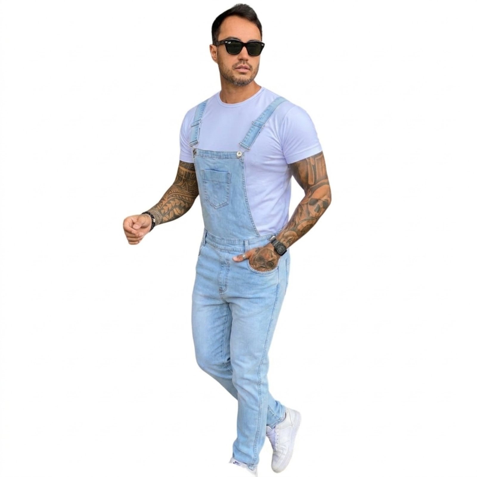 Vista 2 Macacão Masculino Alleppo Medelin Alleppo Jeans Alleppo Jeans jeans