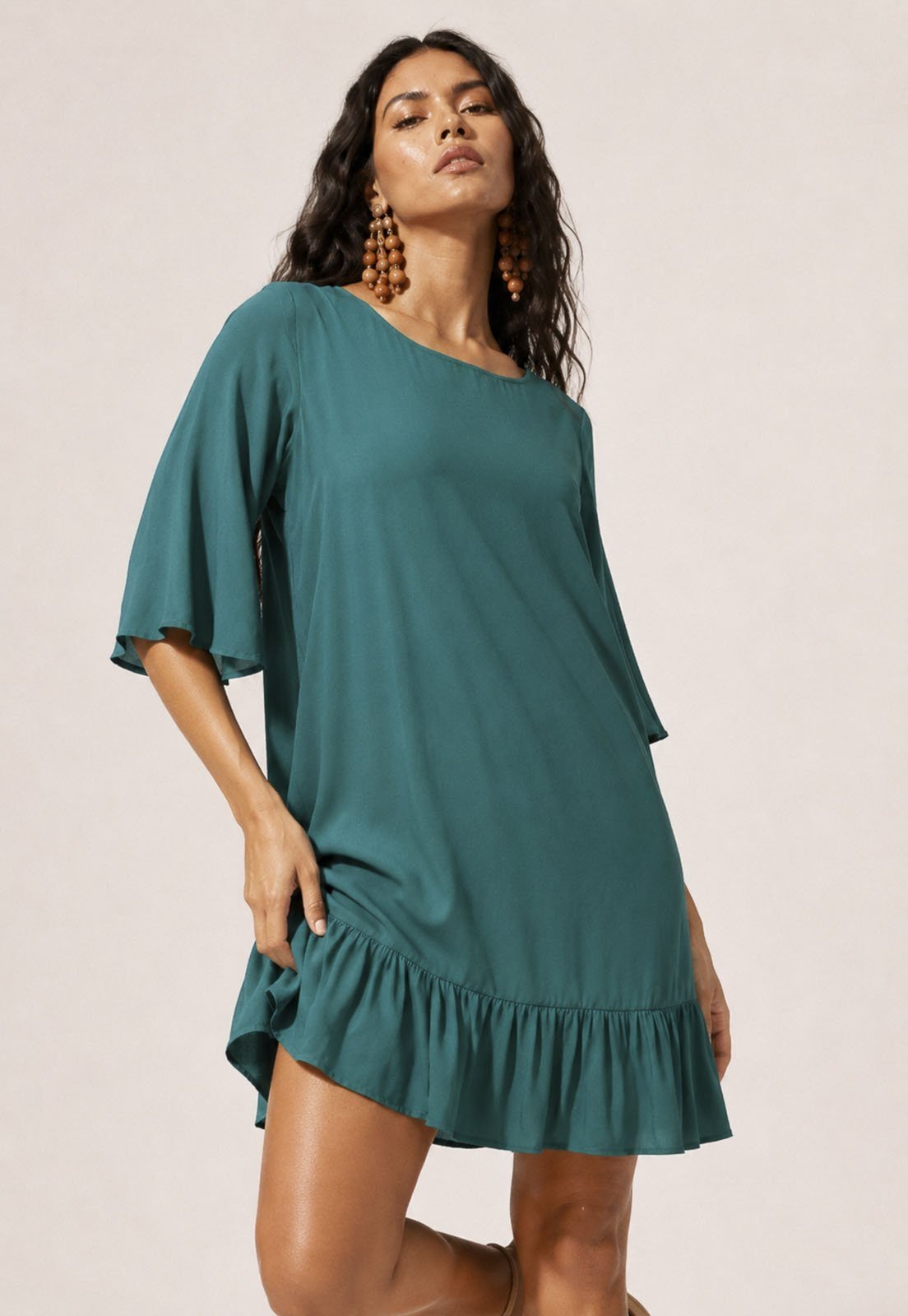 Vestido Amazonia Vital Curto Viscose Verde
