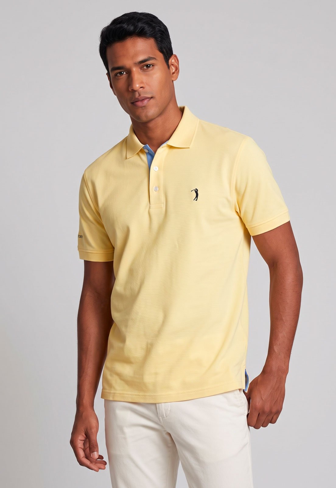 Camisa Polo Masculina Aleatory Lisa Amarela