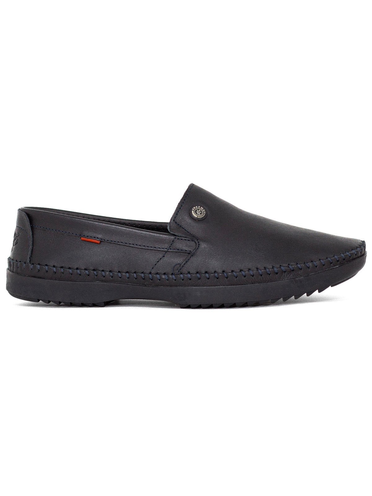 Sapato Masculino Freeway Mocassim Sapatilha Casual Couro Costurado Preto Turim X1